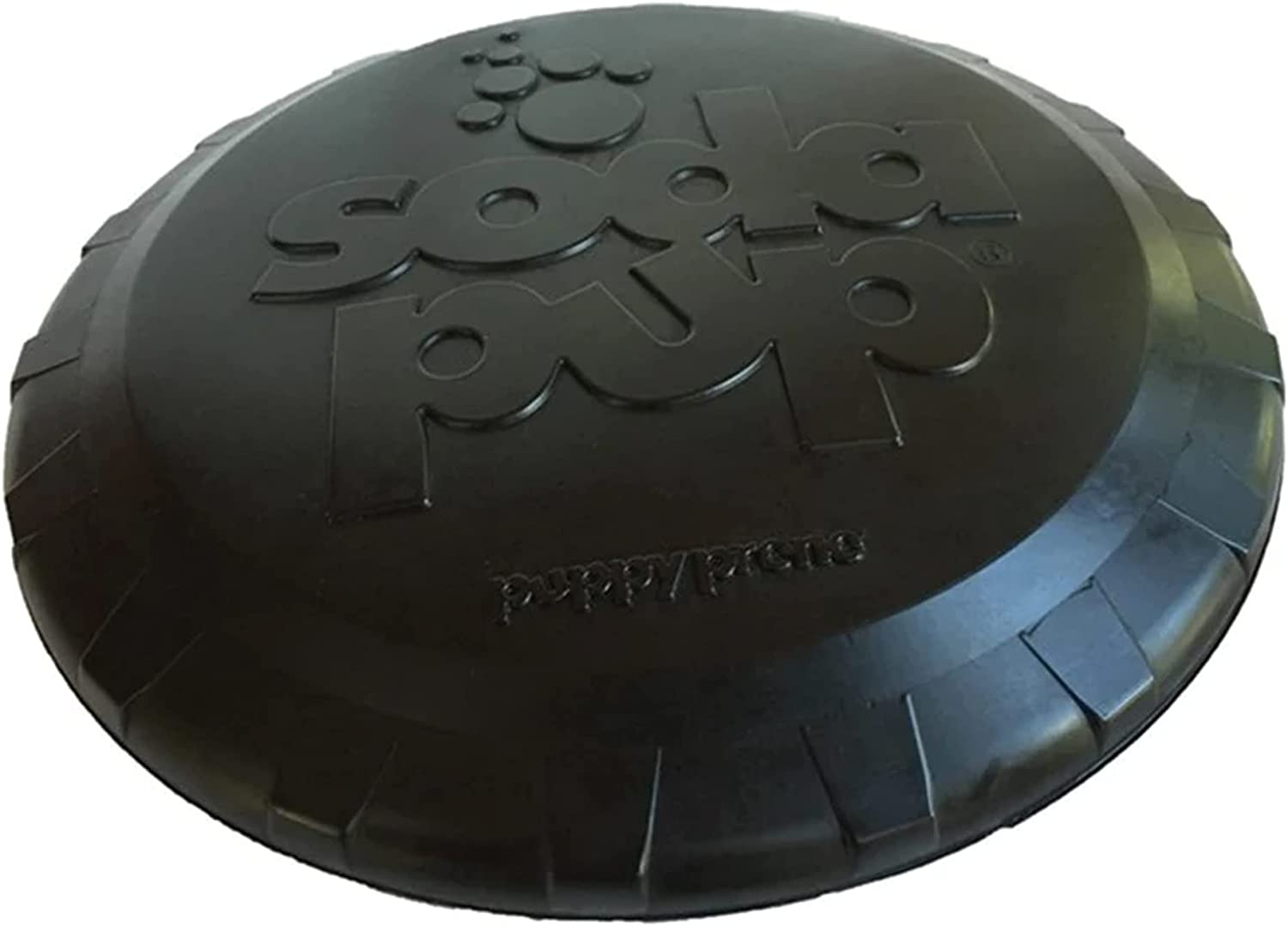 Sodapup Large, Rubber Retrieving Frisbee Dog Toy, Ultra Durable, Black, 24.7Cm Diameter. Tough Magnum Bottle Top Flyer Dog Frisbee and Fetch Toy for Active Dogs 15Kgs+ image number 5