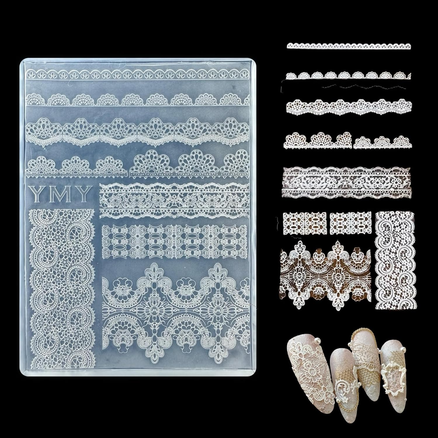 Evadollina Nail Stencil, Nail Stamp, 3D Nail Art Shapes with Tip, Silicone Nail Tool, Y2K Decoration image number 5