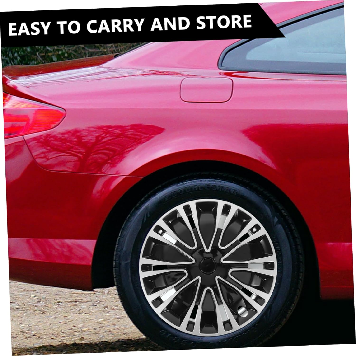 WEKADRIN Automotive Wheel Hub Caps 18.3-Inch Hub Covers for Cars Silver Black Decorative Steel Rim Hubcaps Replacement Suitable for Universal Vehicle Wheels