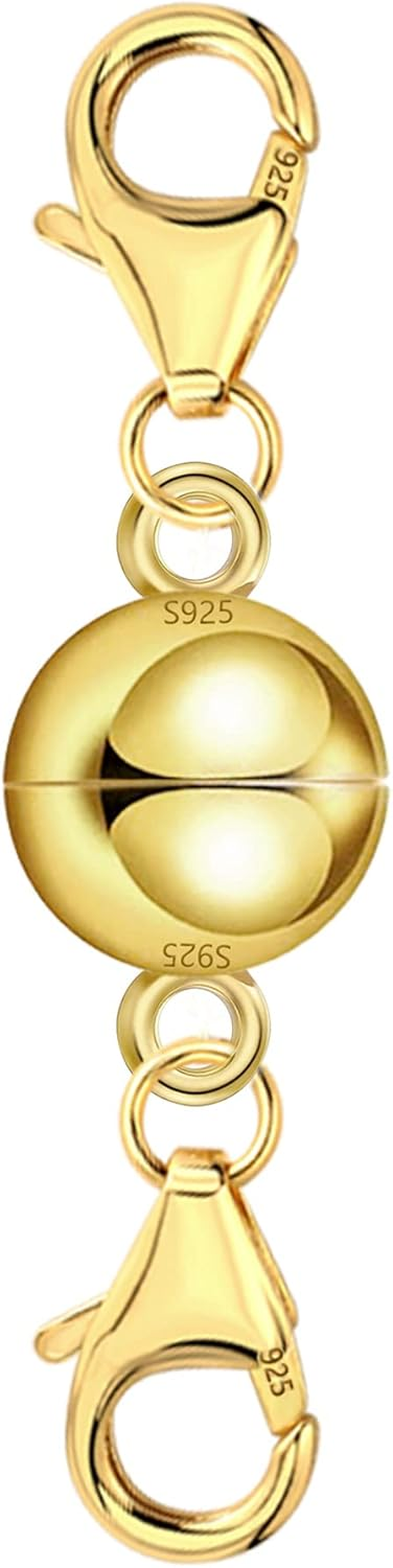 ALEXCRAFT 14K Gold Disco Ball Magnetic Necklace Clasps and Closures 925 Sterling Silver Double Lobster Clasp Magnetic Jewelry Clasps for Necklaces Bracelet