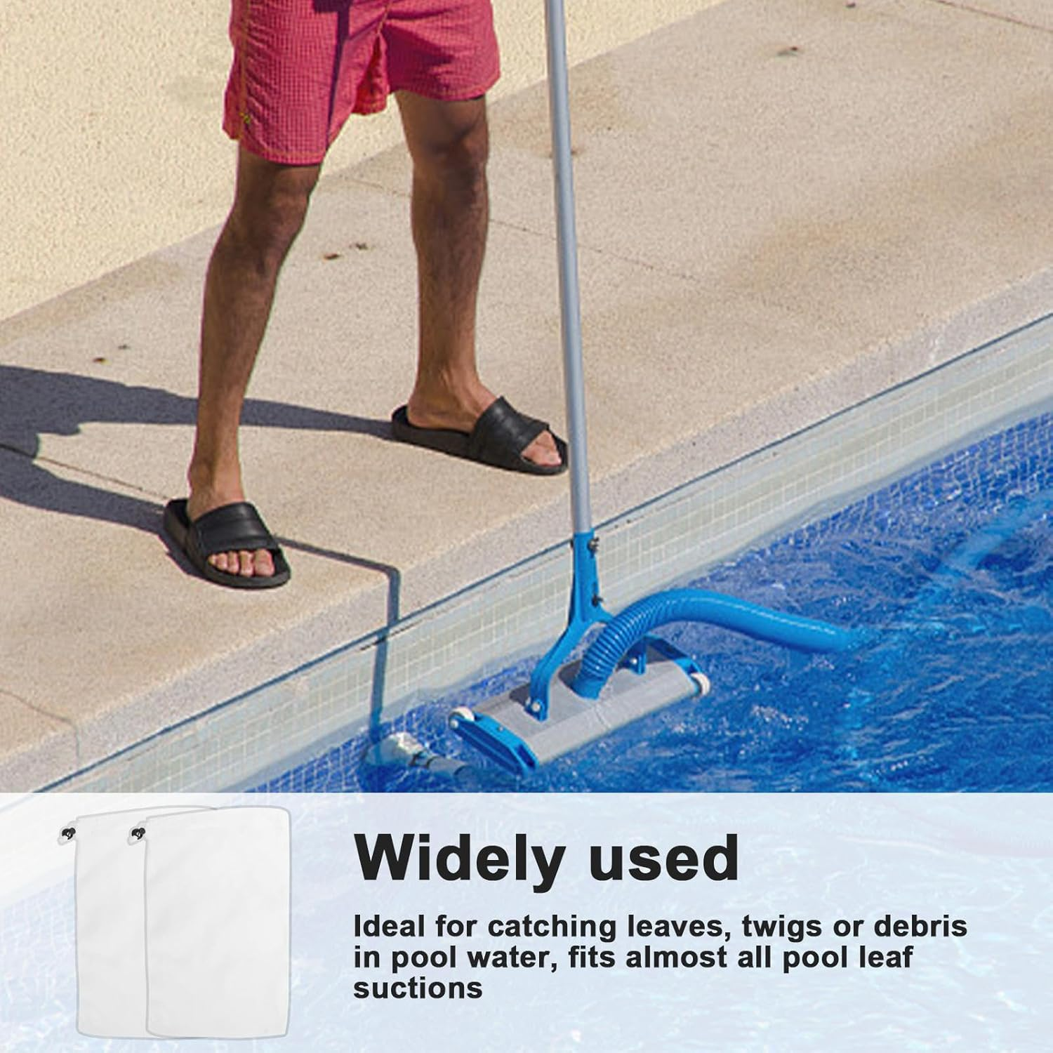 Mesh Bag for Pool Vacuum, Pool Vacuum Net Bag | 5 Leaf Terminator Supplies | Vacuum Pool Cleaner Bag Gulper with Locking Cord for Aquarium image number 2