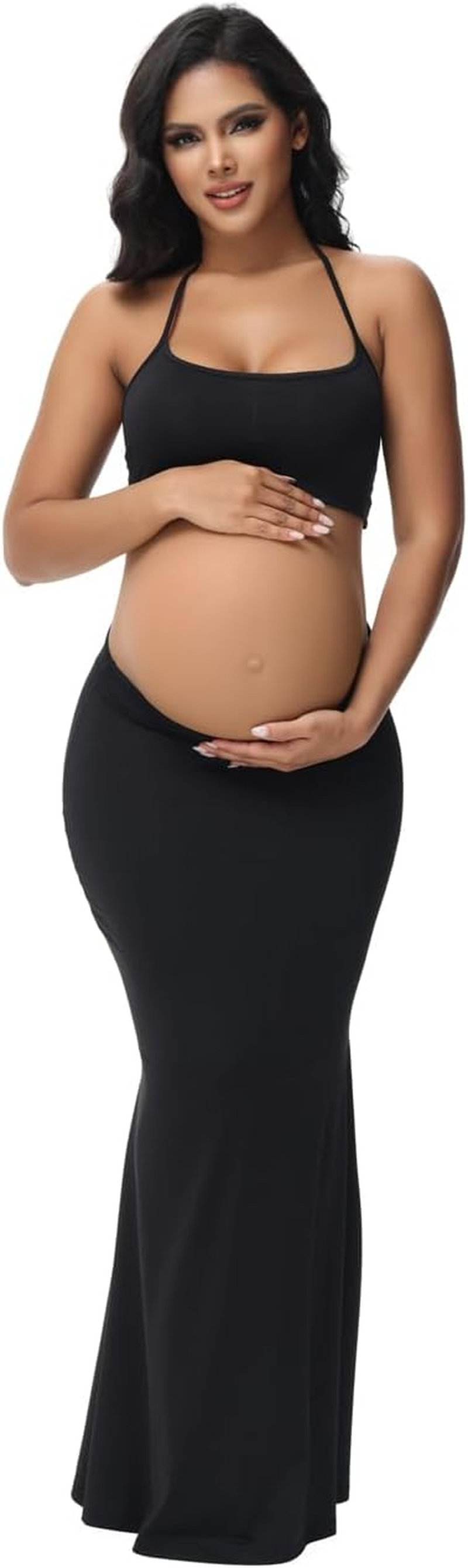 Justvh Women'S Maternity Cut Out Backless Bodycon Dress Halter Maxi Photography Pregnancy Dress for Photoshoot Baby Shower