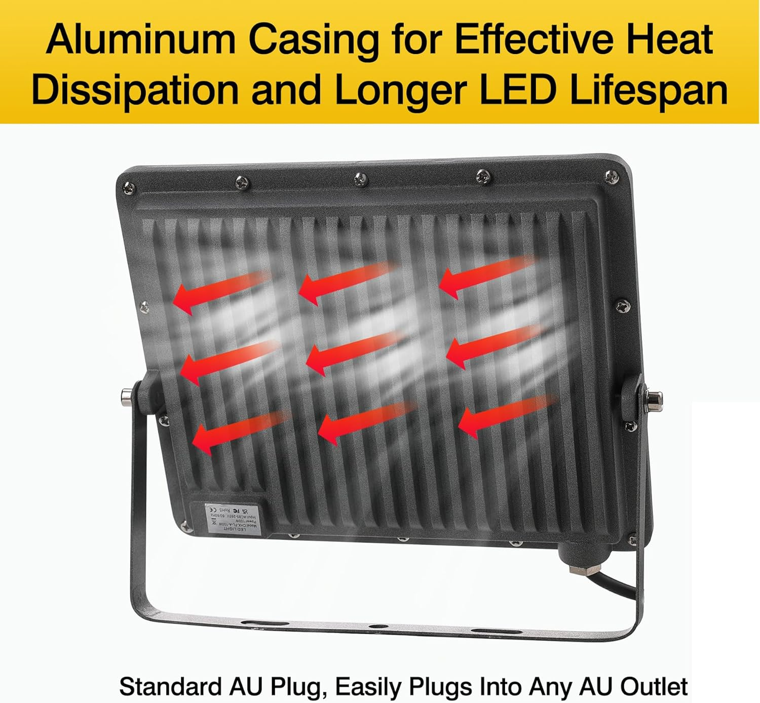 MEEKBOS 100W LED Flood Lights Outdoor, 10000LM Bright 6500K Daylight White, IP66 Waterproof Exterior Security Lights for Yard, Garage, Backyard, Driveway image number 5