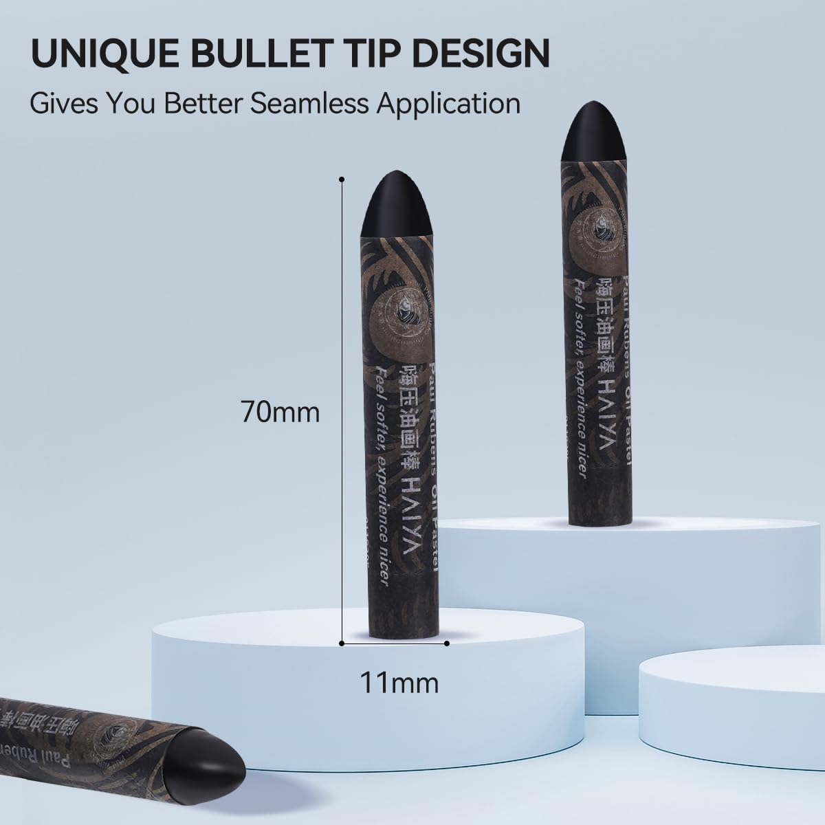 Paul Rubens Oil Pastels, 8PCS Black Oil Pastel Set with Creamy Texture Easy to Blend, Bullet Heads HAIYA Oil Pastels for Artists and Beginners, Art Supplies for Painting and Drawing - Bright Yellow image number 4