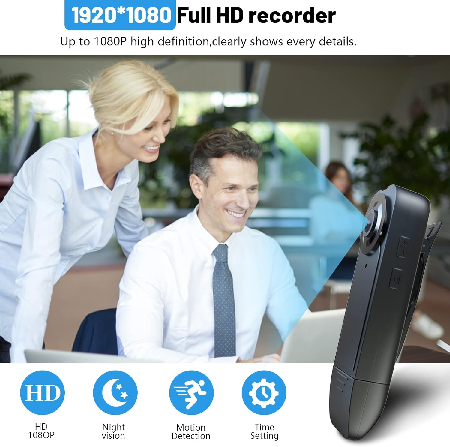 Asdraw Mini Body Camera 【Upgrade】 64GB 1080P HD Body Camera Wearable Camcorder with Night Vision IR & Loop Record, 4-6 HR Battery Life for Daily Records, Cycling, Delivery/Serving Jobs image number 4