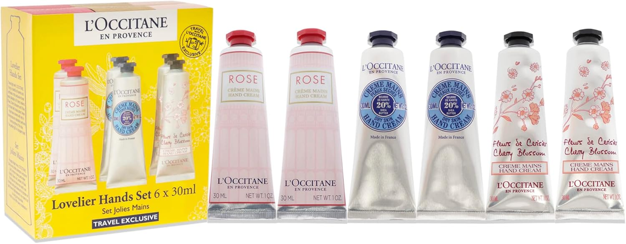 L'Occitane Lovelier Hands Set: 2Xrose Hand Cream 30Ml+2X Shea Butter Hand Cream 3Ml+2X Cherry Blossom Hand Cream 30Ml 6X30Ml/1Oz