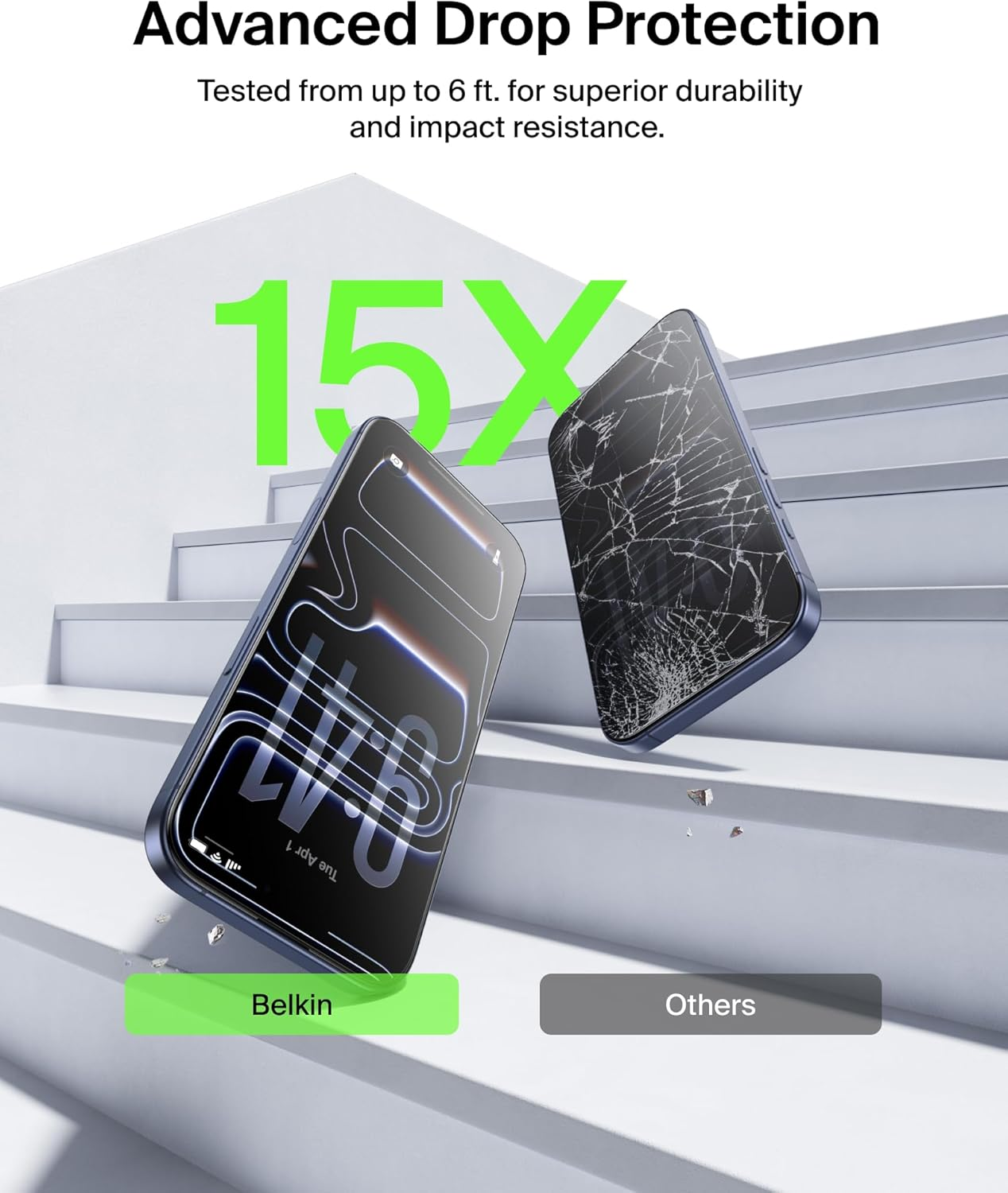 Belkin Screenforce Temperedglass Screen Protector for Iphone Pro Max Scratch-Resistant Impact Protection W/Included Easy Align Tray for Bubble Free Application - 2 Pack image number 1