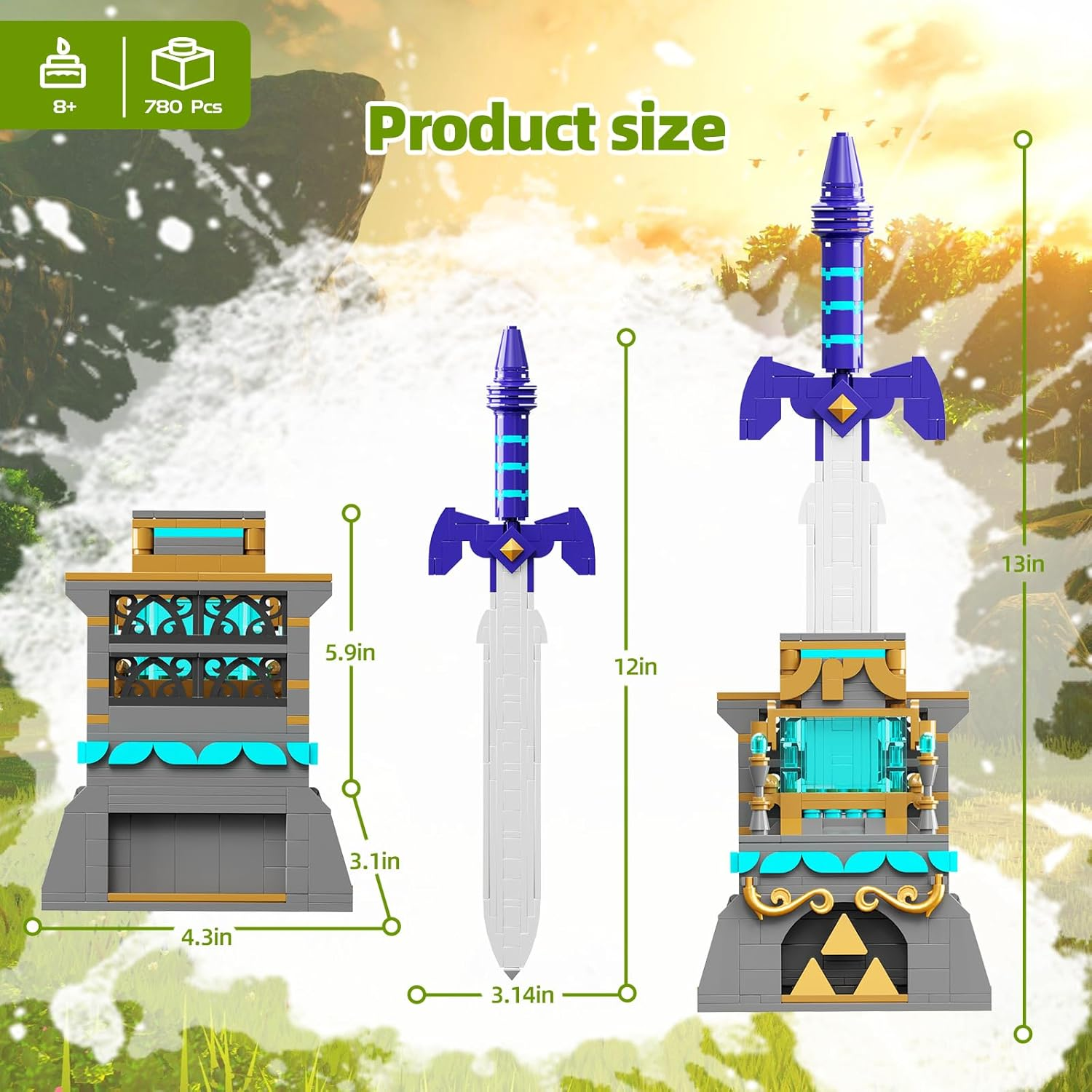 BOTW the Master Sword Glowing Building Block Set，Compatible with  Link&rsquo;S Sword Toy Set for Adults Boy Fans Kids Ages 6-12 Year Old（498Pcs） image number 2