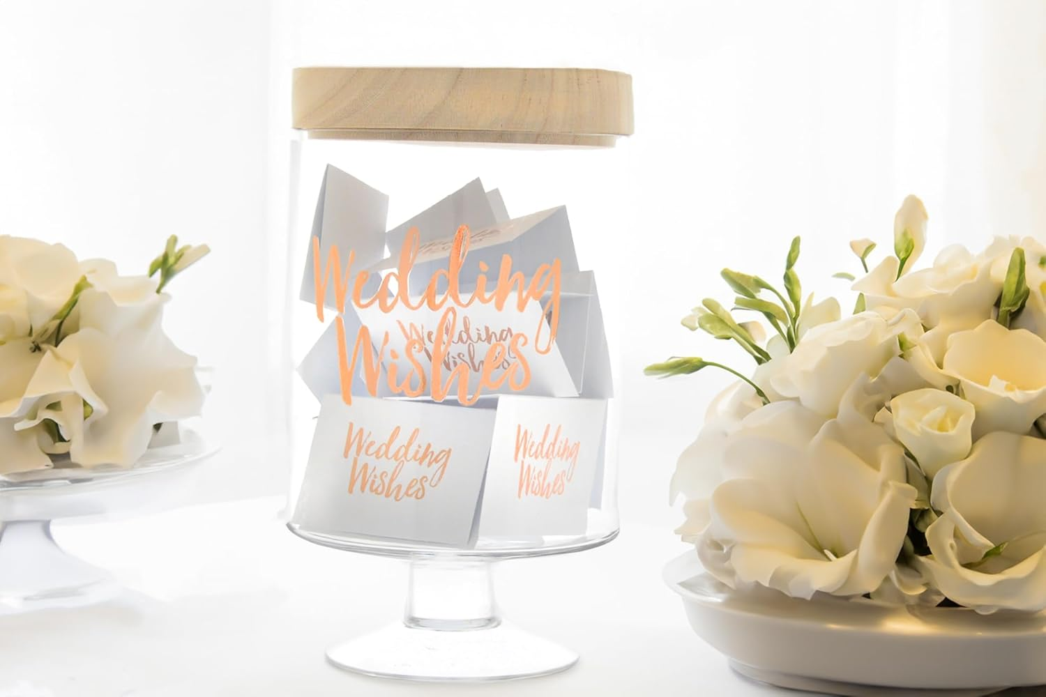 Gibson Gifts Wedding Wishes Glass Jar with Wooden Lid & 250 Cards &ndash; Guestbook Alternative & Unique Keepsake for Weddings