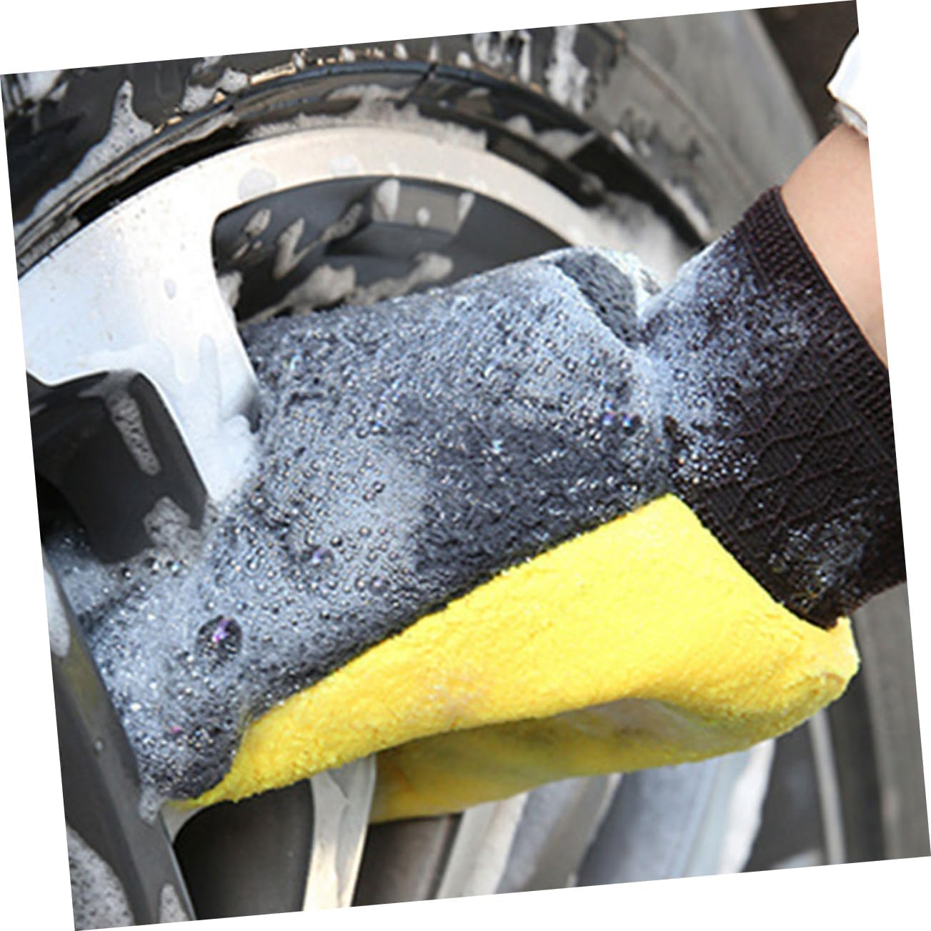 CHILDWEET Car Wash Mitts 2Pcs Set Scratch-Free Coral Fleece Double-Sided Waterproof Gloves for Vehicle Exterior Cleaning and Dust Removal in Automotive Car Care image number 4