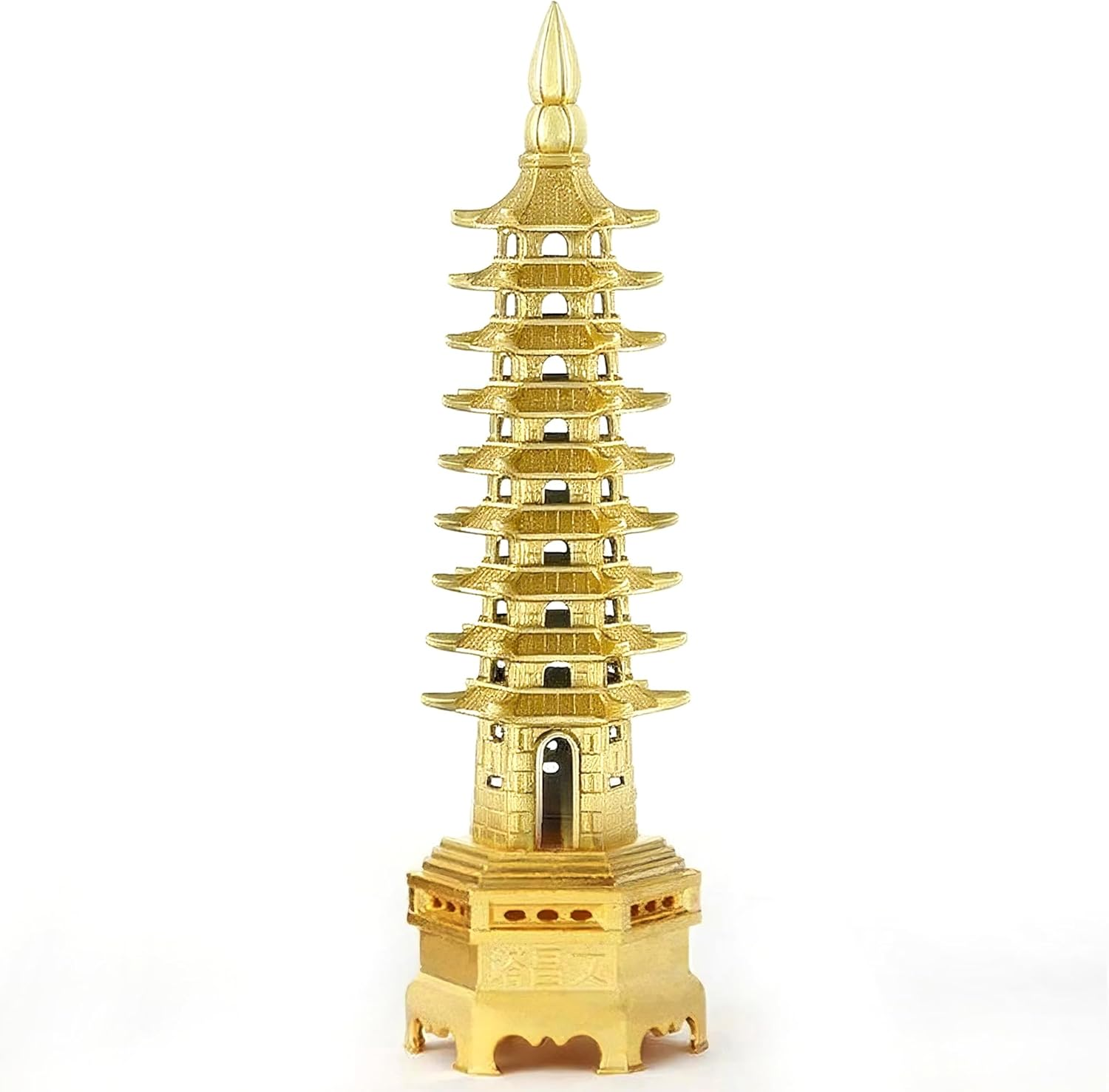 Nine-Tier Wenchang Pagoda Feng Shui Statue &ndash; Chinese Tower for Academic Success, Business Prosperity & Home Decor (Red Bronze)