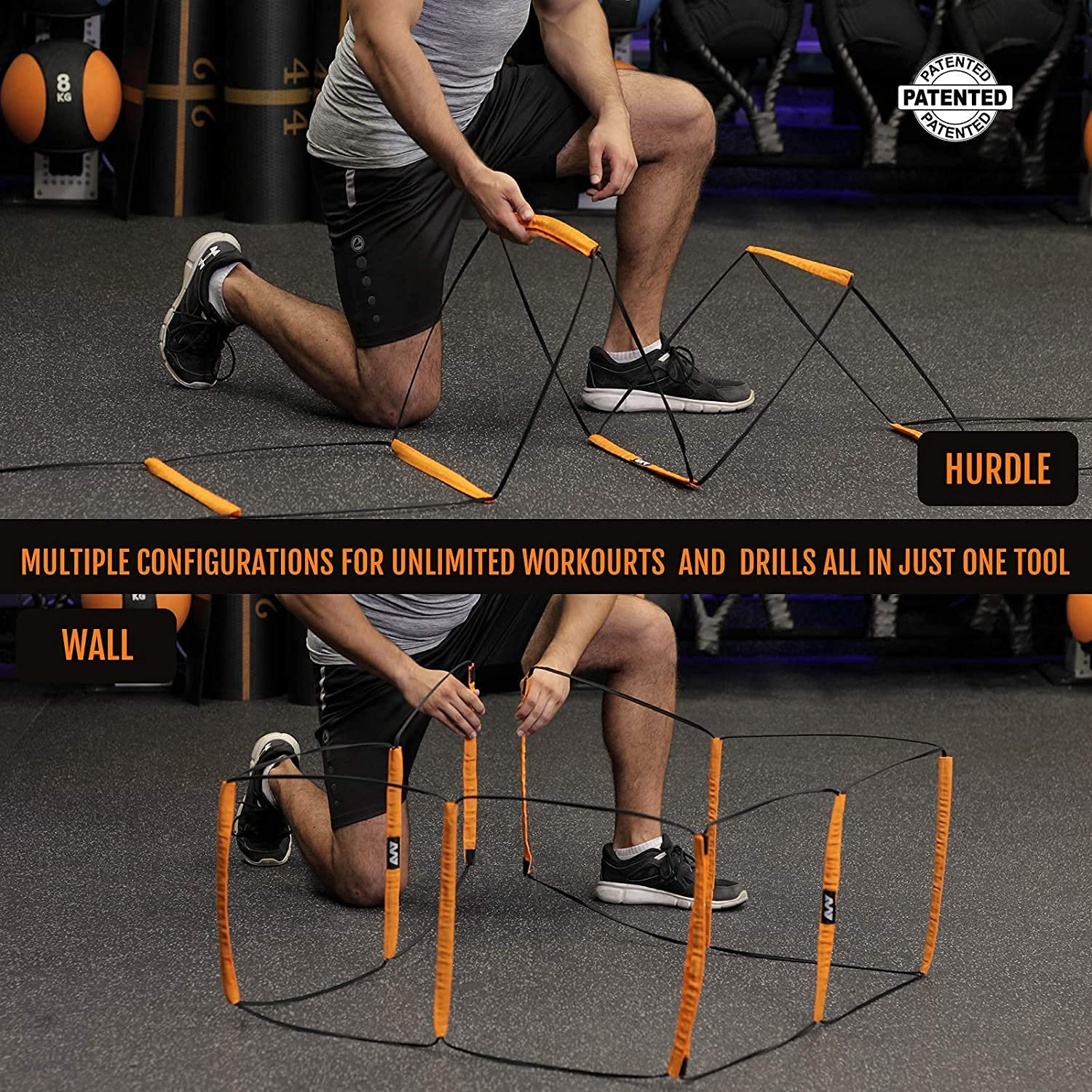 All-In-One Agility Ladder Speed Training Equipment and Speed Hurdle Workout Ladder and Basketball Soccer Agility Ladder Foldable Instant Set-Up and Tangle-Free (8 Rung 4 Rung 8+4 Rung 4X3 Rung) image number 4