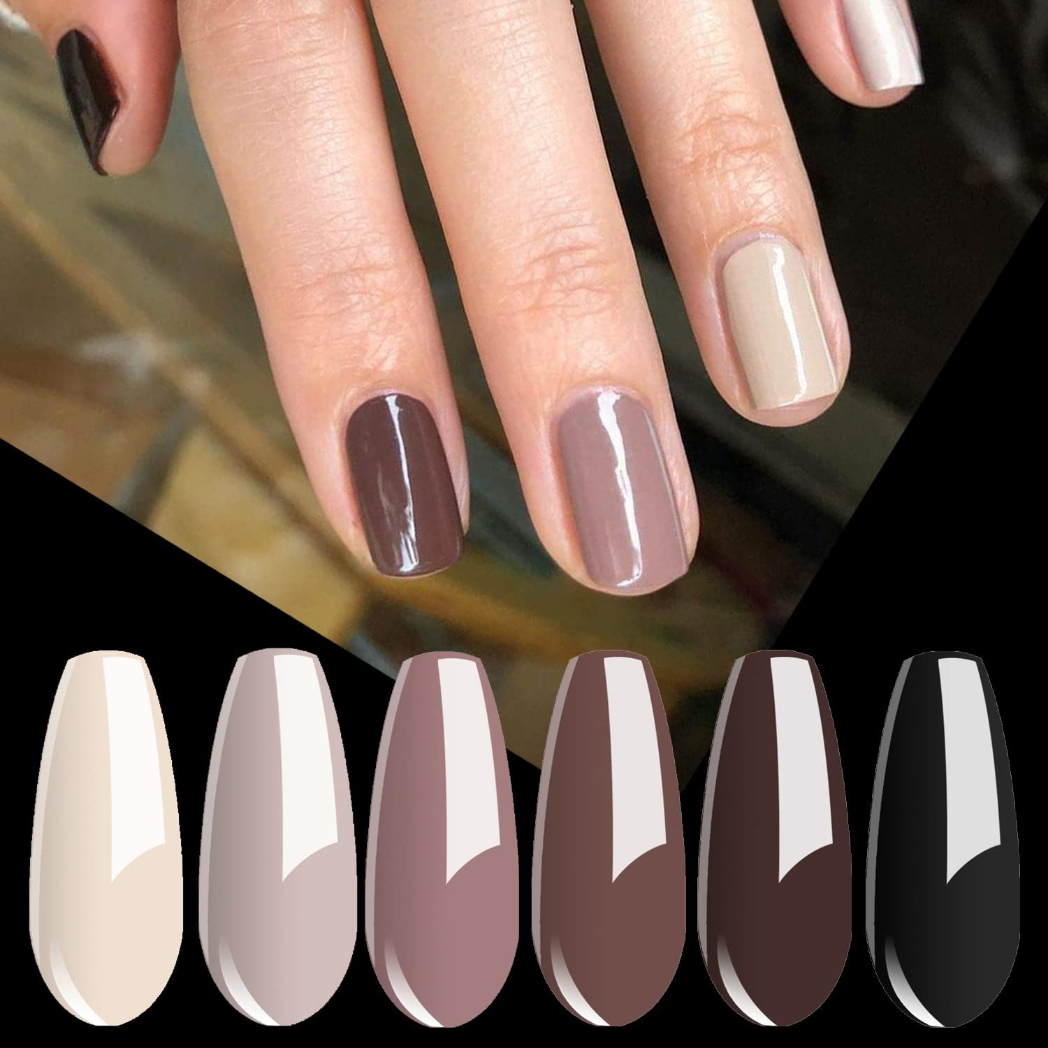 Vishine Nude Brown Collection Gel Nail Polish Set - 6 Colors Gel Polish Set Kit UV LED Soak off Gel Polish 0.27 OZ 8ML image number 1