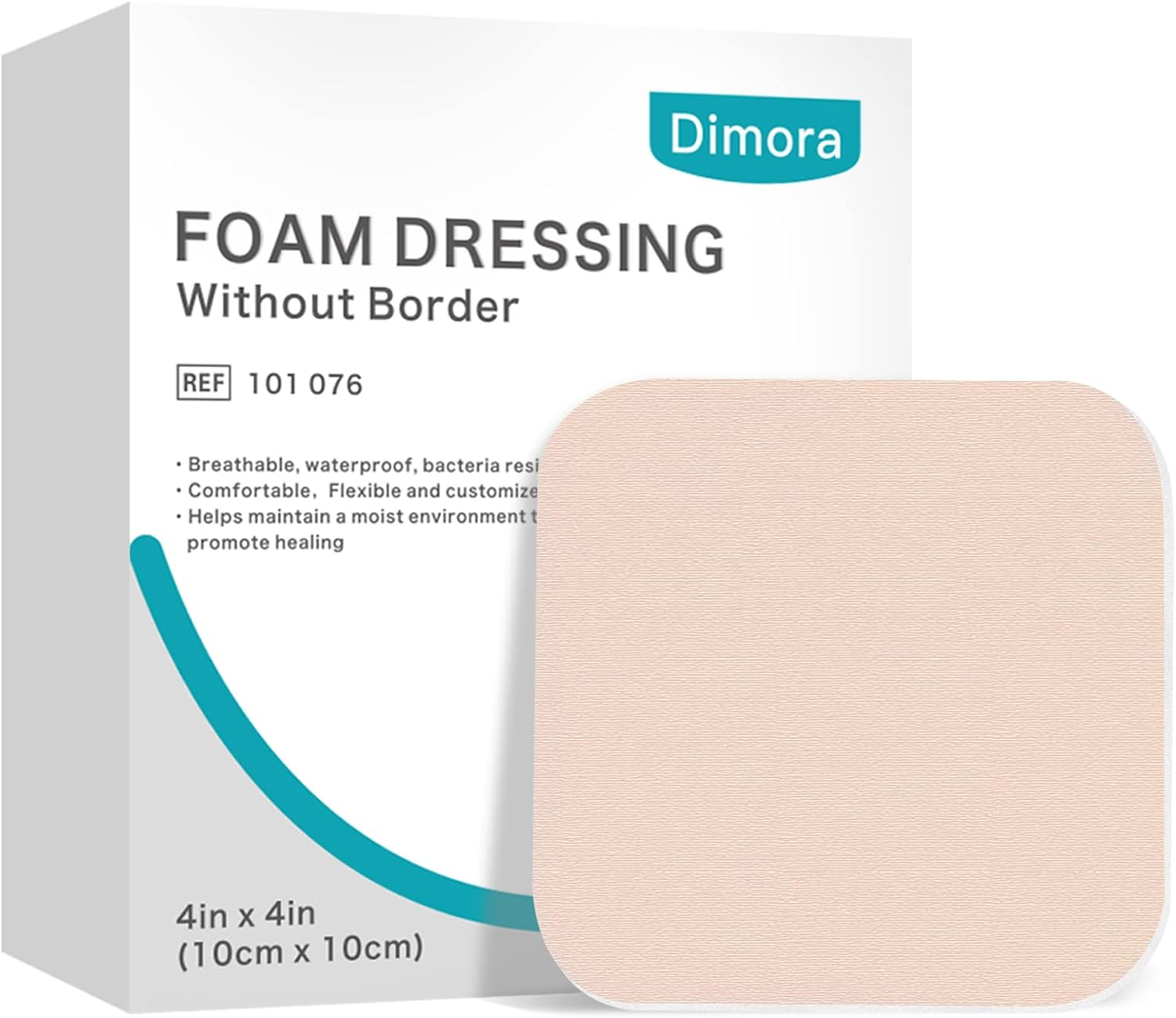 Dimora Foam Dressing, Sterile Non-Adhesive Hydrophilic Pads, Highly Absorbent 4"X4"(10 Cm*10 Cm) Pack of 10 Square Waterproof Dressing for Wound Care image number 1