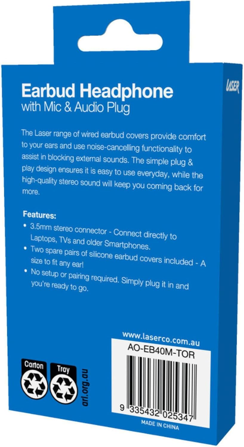 Laser Earbud Headphones with Mic in Tornado