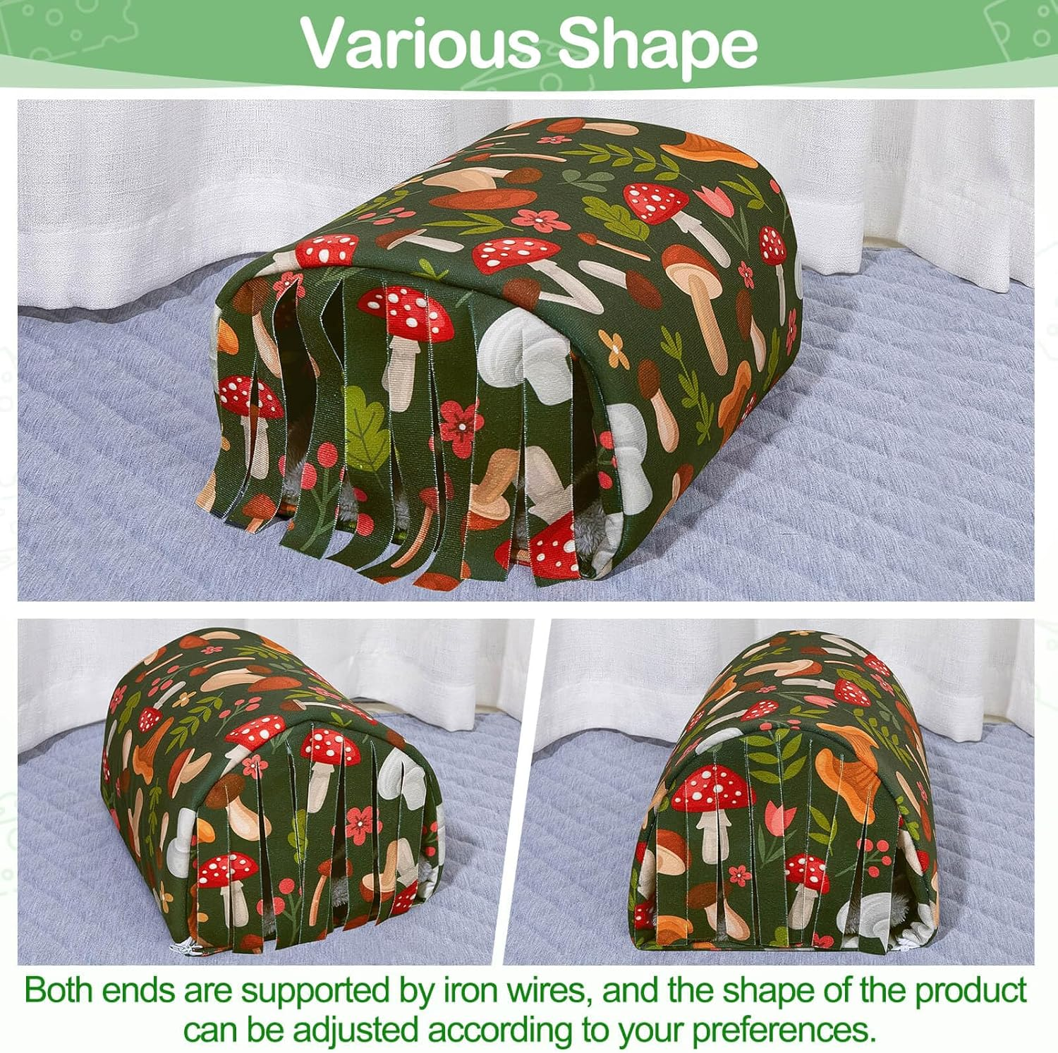 Washable Guinea Pig Tunnel with Curtains - Cozy Hamster Hideout Fit for Small Animals - Soft Accessories for Hamster/Chinchilla/Bunny