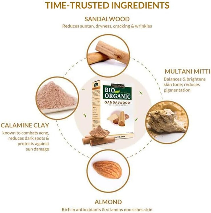 INDUS VALLEY Bio Organic Non-Toxic Aloe Vera Gel & Sandalwood for Acne, Scars, Glowing & Radiant Skin Treatment (175Ml + 200G) image number 4