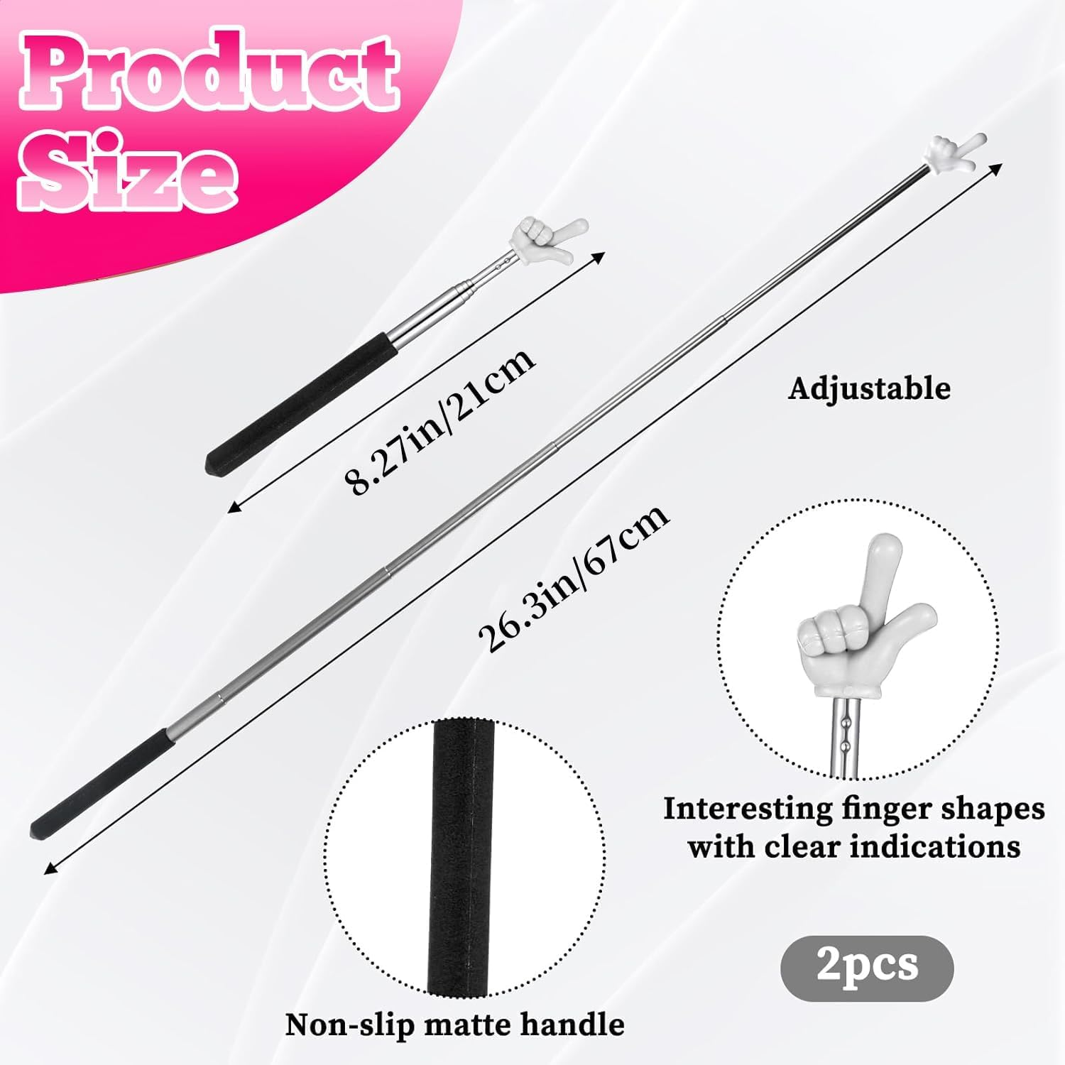 2Pcs Pointer Finger Stick &ndash; Multipurpose Teacher Supplies Pointer Stick, Classroom Pointer and Finger Pointer Stick, Engaging Colors &ndash; Classroom Essentials for Effective Presentations（Black） image number 5
