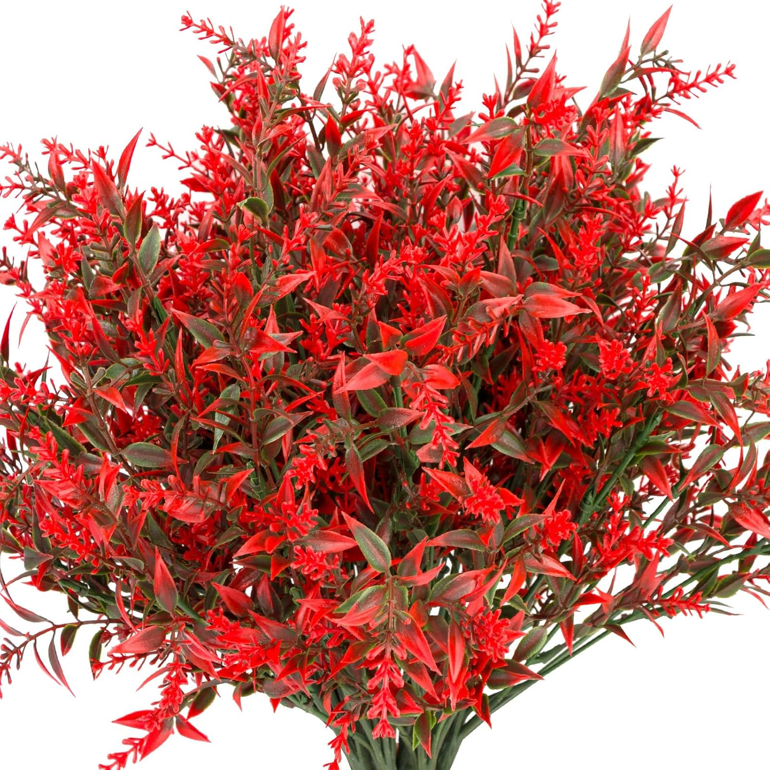 10 Pcs Artificial Flowers Artificial Greenery Lavender Fake Flowers UV Resistant Shrubs Artificial Plants for Indoor outside Garden Home Wedding Farmhouse (Red)