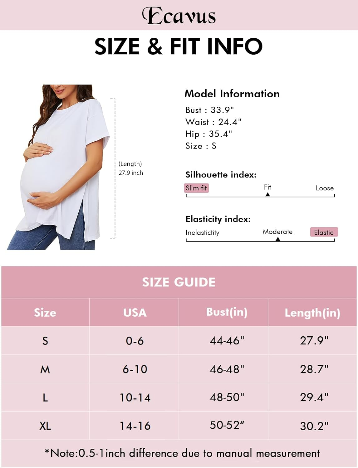 Ecavus Women'S Casual Maternity Shirts Split Side Pregnancy Tops Blouses Short Sleeve Loose Fit Maternity Clothes
