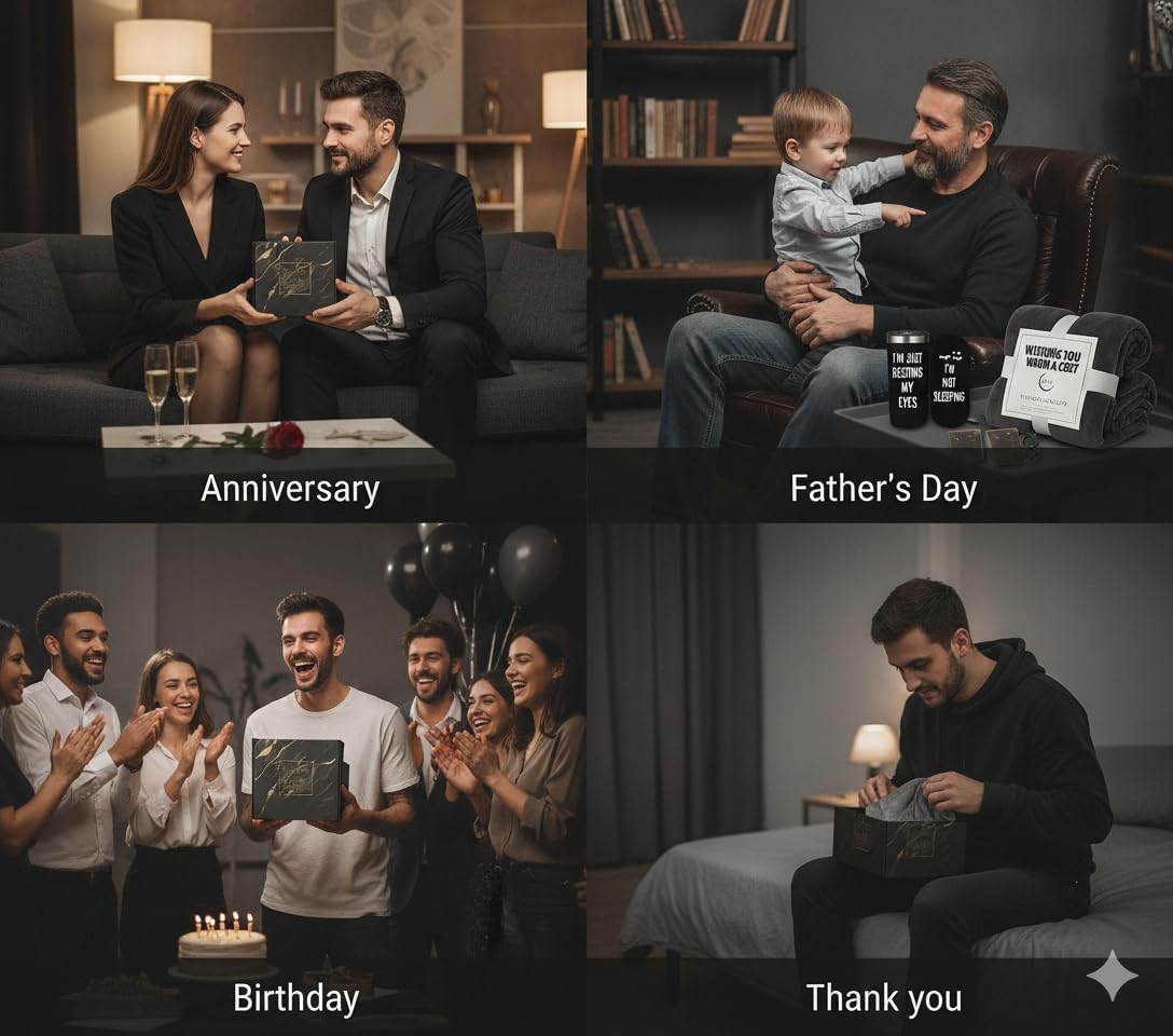 Father'S Day Gift for Dad - Men'S Gift Set with 12Oz Insulated Tumbler, Candle, Socks, Eye Mask & Self Care - Birthday & Anniversary Gifts for Him - Gift Basket Box - for Dads Who Want Nothing image number 4