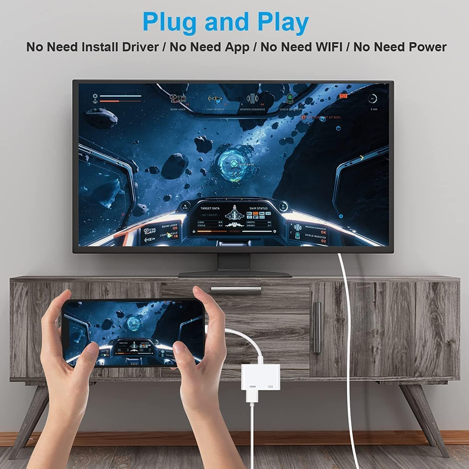 [Apple Mfi Certified] Apple Lightning to HDMI Adapter, 1080P Iphone to HDMI Adapter for TV 4K Sync Screen Connector Cable with Charging Port for Iphone 14 13 12 11 XS XR X 8 on Hdtv/Projector/Monitor image number 1