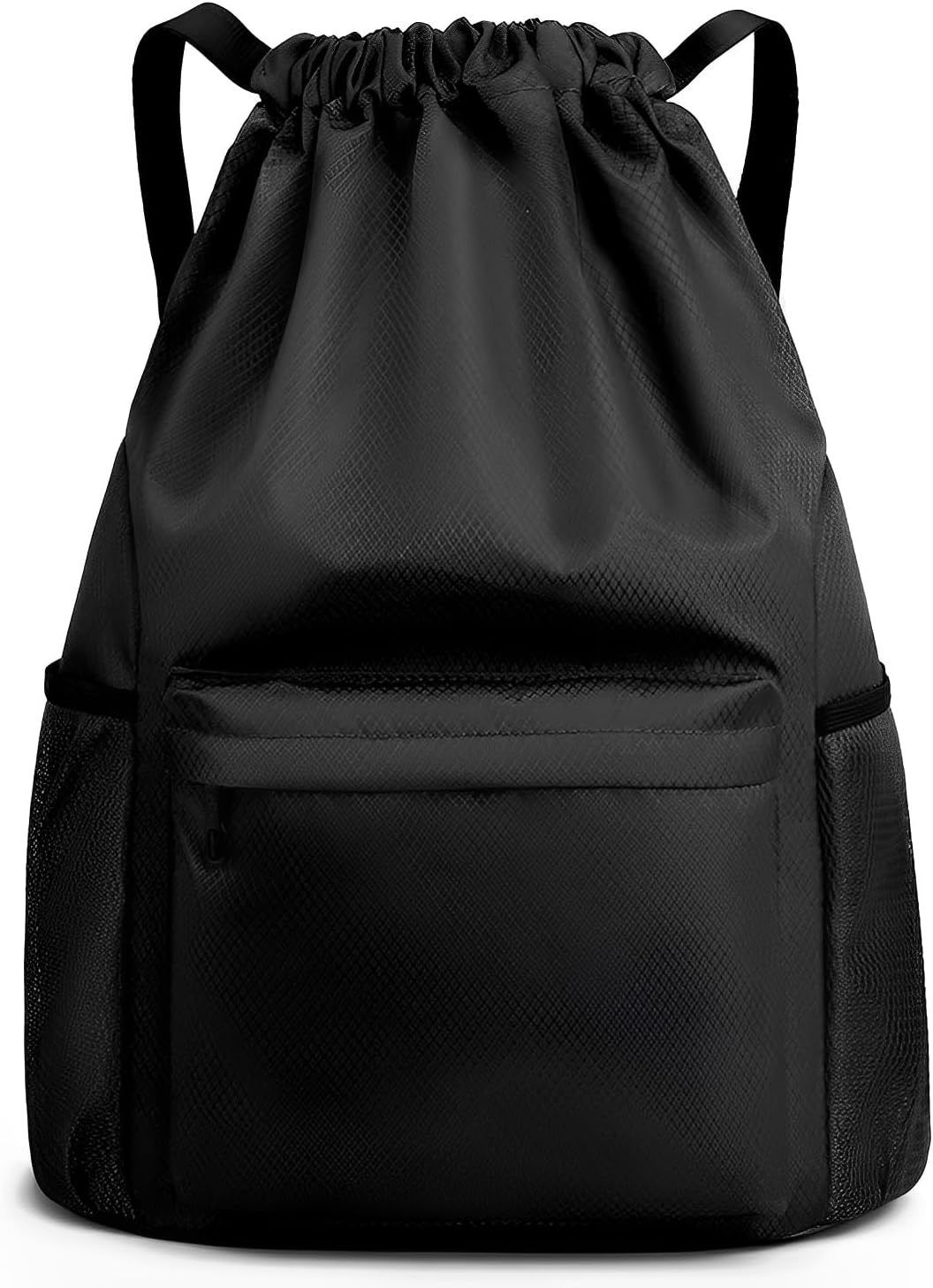 Sonicefit Waterproof Drawstring Gym Backpack, Durable Sports Sackpack with Water Bottle Holder & Side Pockets, Large Capacity Cinch Bag for Basketball Soccer Yoga Swimming Travel