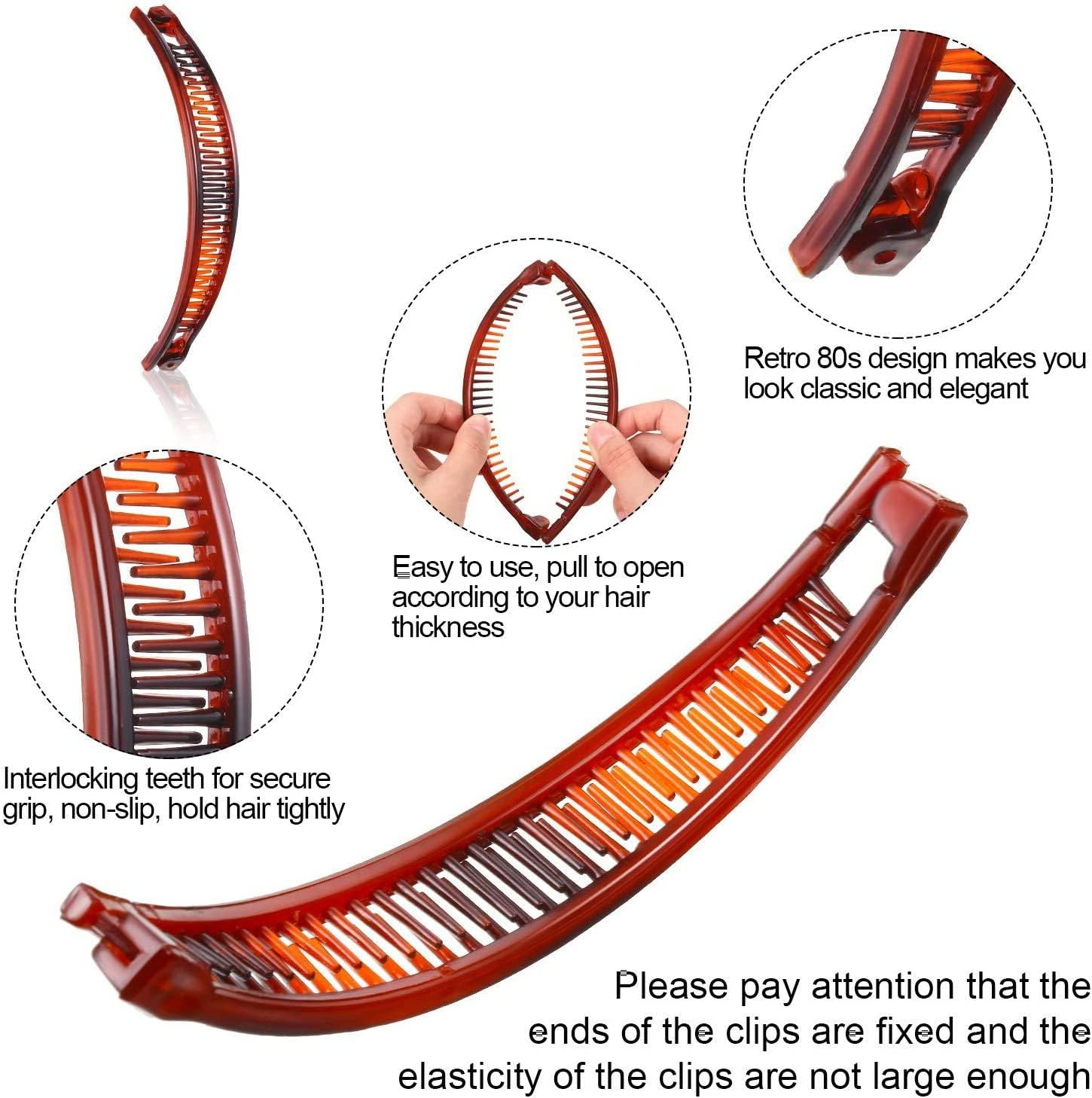 4 Pieces Banana Hair Clips Classic Clincher Combs Large Double Comb Banana Clip Banana Fishtail Hair Clip for Women Girls image number 4