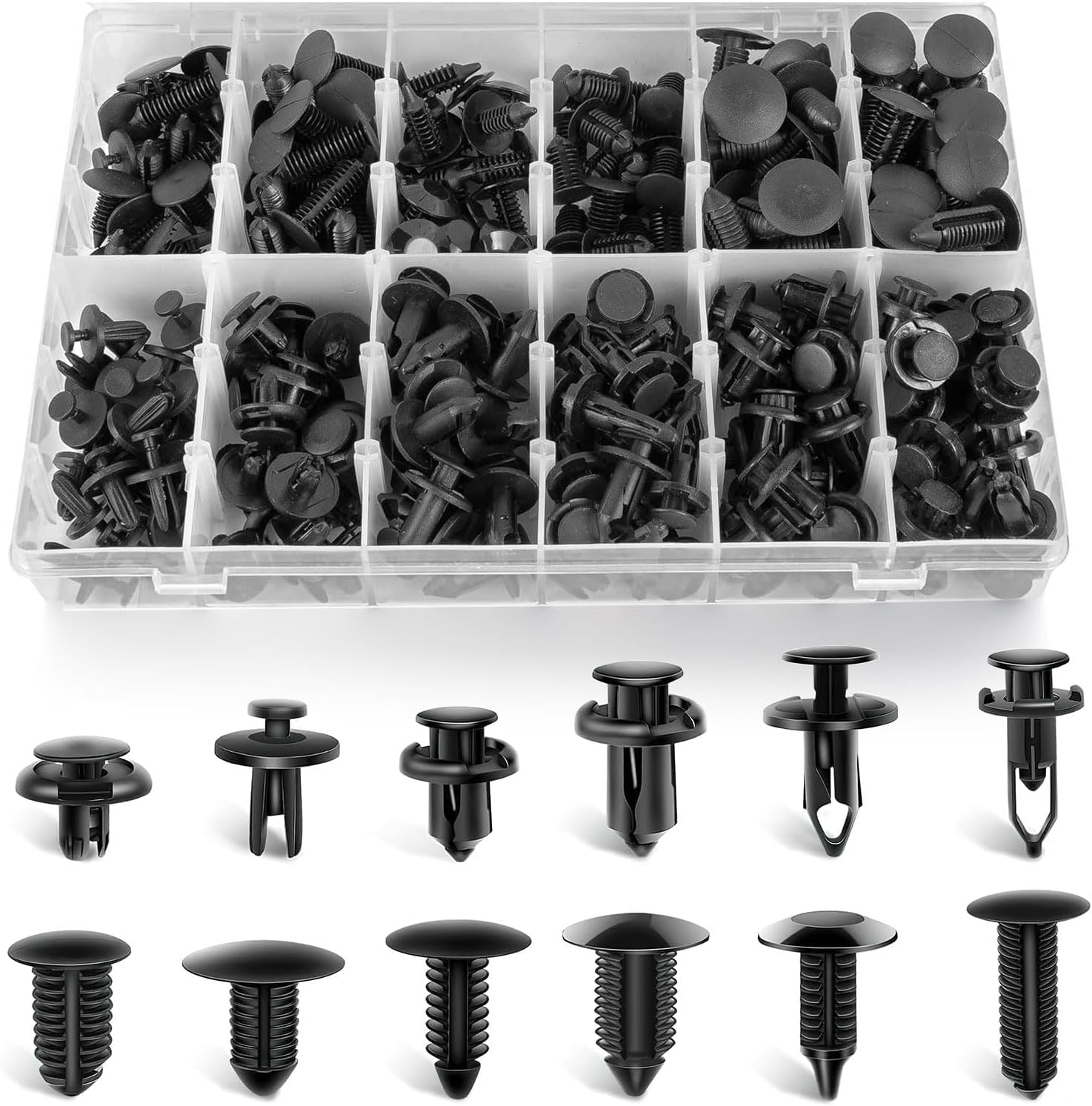 Car Retainer Clips, 240 Pcs Push Bumper Fastener Rivet Clips with Remover Fit, Auto Body Plastic Retainer Clips for Most GM and Nissan Automobiles