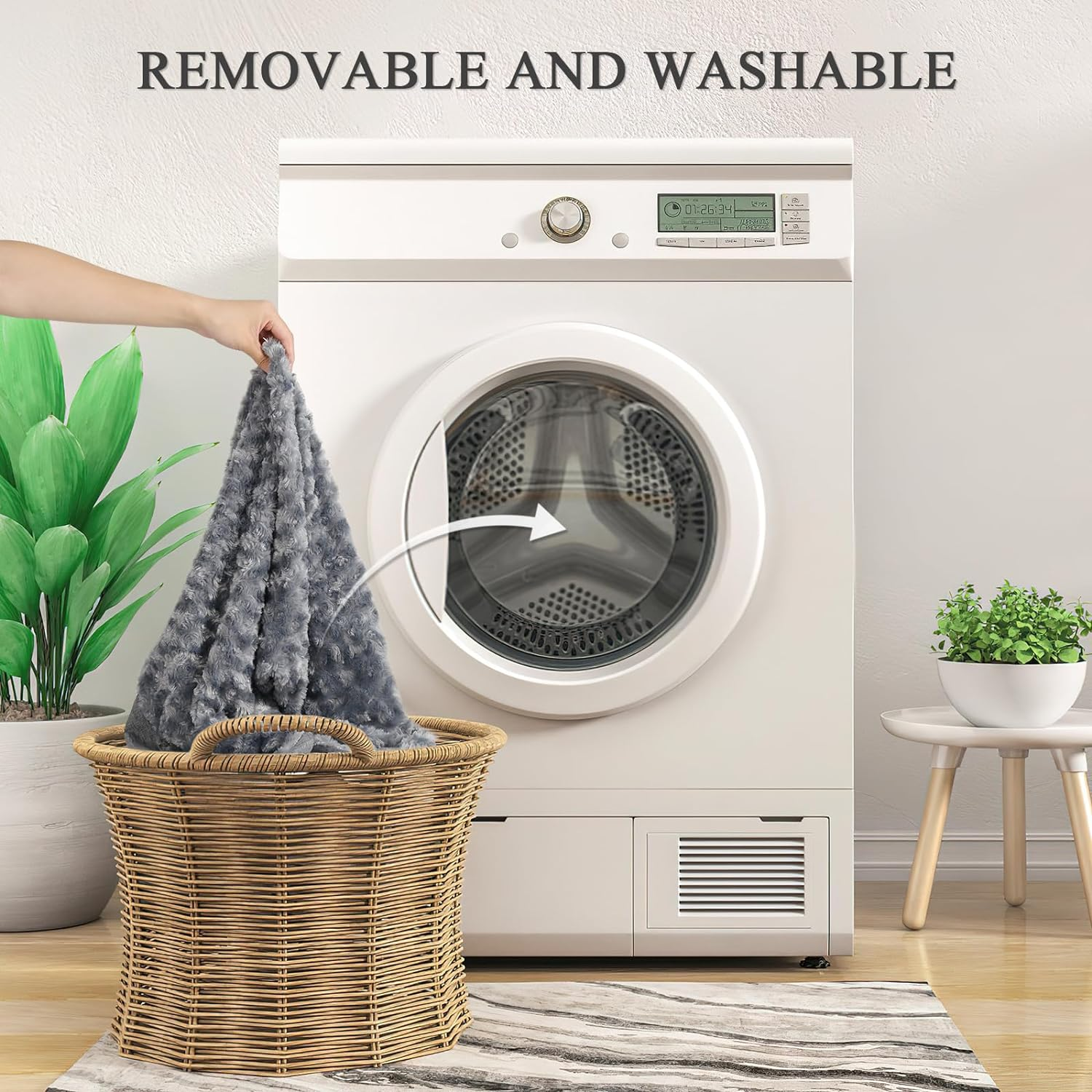 Sicilaien Dog Beds for Medium Large Dogs, Dog Crate Bed Washable Dog Bed Pad with Removeable Cover Faux Fur Surface, Orthopedic Pet Beds Dog Mattress Mat for Dogs up to 24KG, Grey, Large image number 4