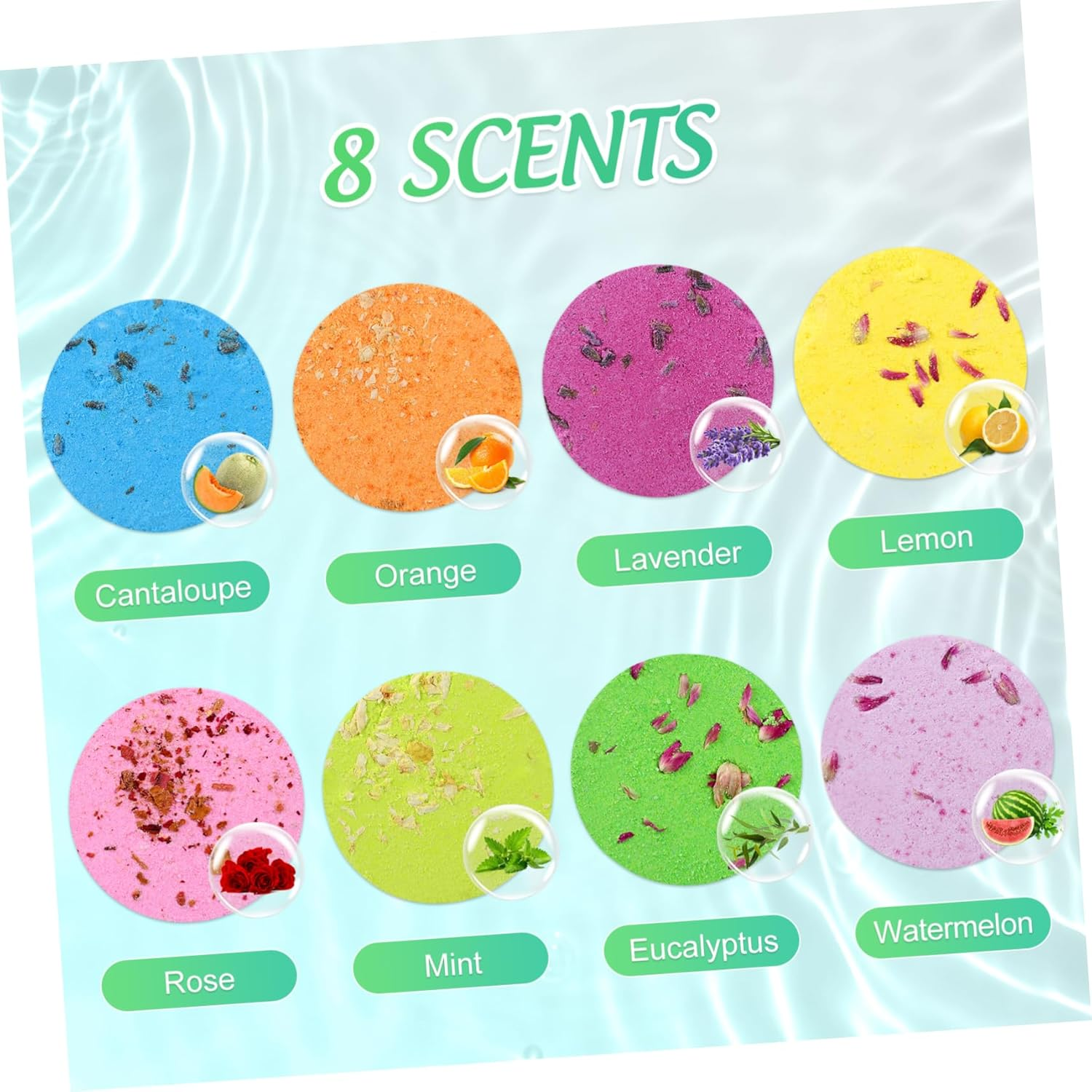Angoily 8Pcs Aromatherapy Shower Steamers Dried Flower Bath Salt Tablets Natural Ingredients Skin Nourishing Vanilla Scent Creative round Bath Tablet Women Spa Tool