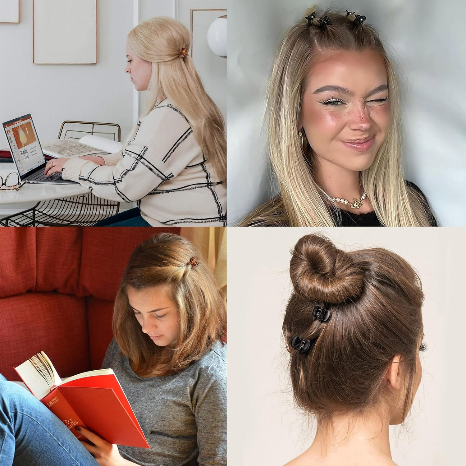 60 Pieces Mini Hair Claws for Girls and Women, Strong Hold, Multifunctional Clamps Tiny Clamps, Durable Plastic, Non-Slip, Stays in Place without Pulling or Hanging