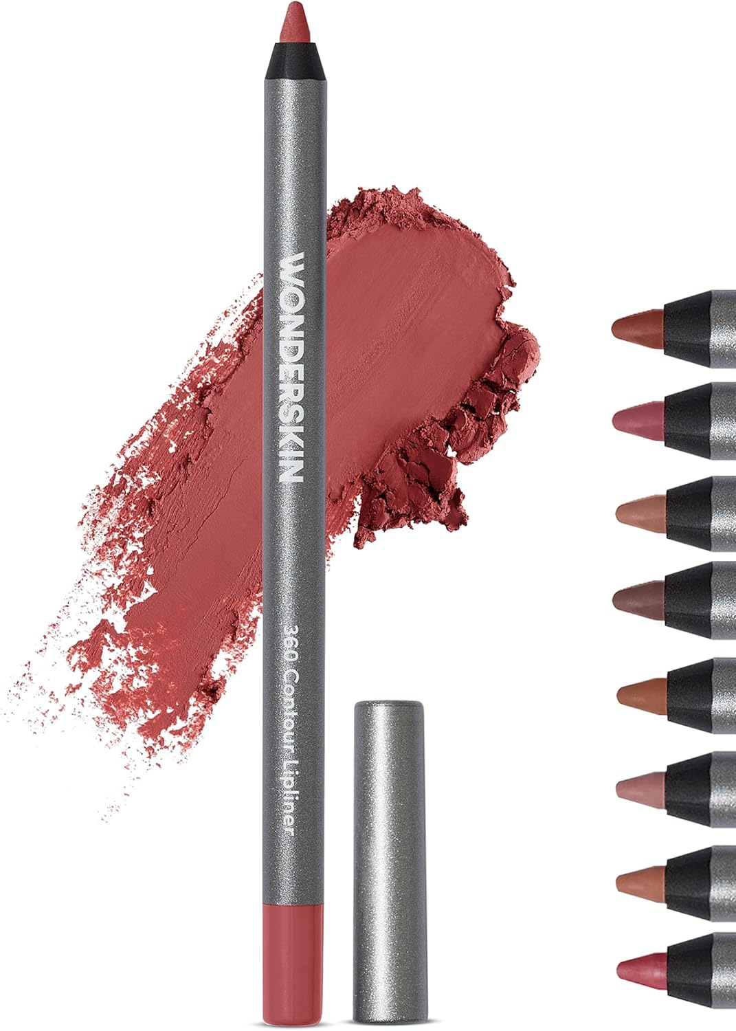 Wonderskin Lip Liner Pencil - 360 Contour Lipliner, Long Lasting, Sharpenable, Waterproof and Transfer-Proof Brown Lip Liner Pencil (Saddle)