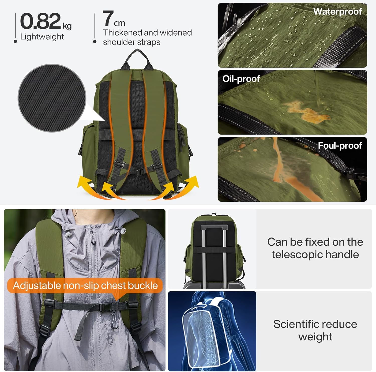 Mixi Travel Backpack 18" Carry-On for Men & Women&ndash;Flight Approved, Lightweight, Waterproof, Fits 16" Laptop, Perfect for Travel, Hiking, Business, Daily Use, Outdoor - Black image number 4