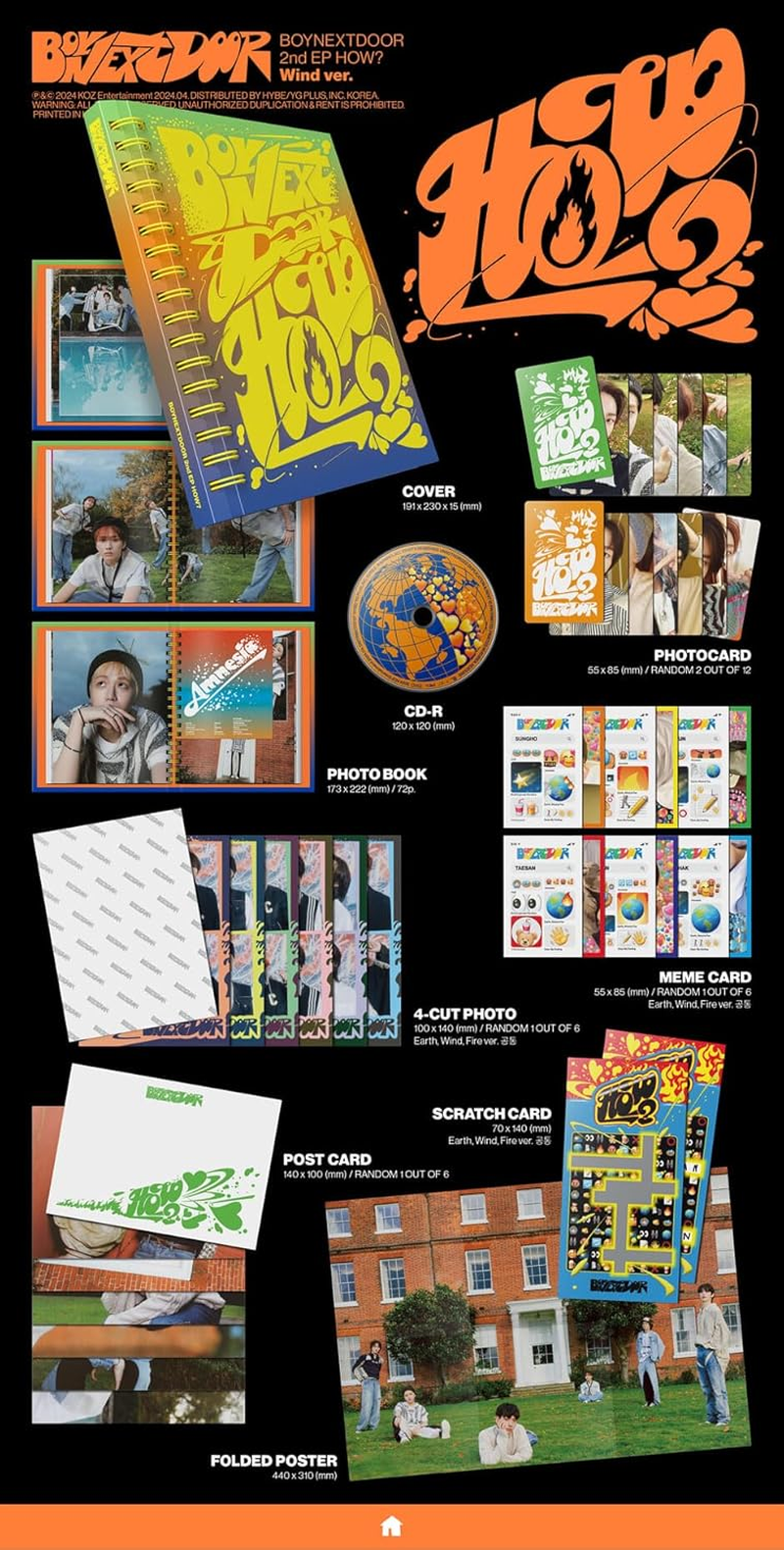 BOYNEXTDOOR How? 2Nd EP Album Cd+Book+Photocard+Contents+Tracking Sealed BND (Standard Fire Version)