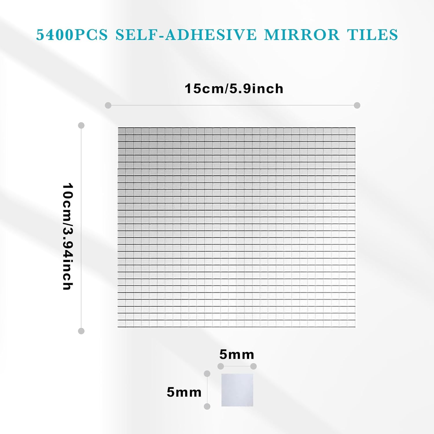 5400PCS Mirror Tiles Self Adhesive,Mini Square Mosaic Glass Pieces, Disco Ball Stickers,Tile Adhesive Sheet,Mirror Sticker,Mosaic Tiles for Crafts Bulk,Disco Ball, Art,Home Decoration (Silver,5X5Mm) image number 5