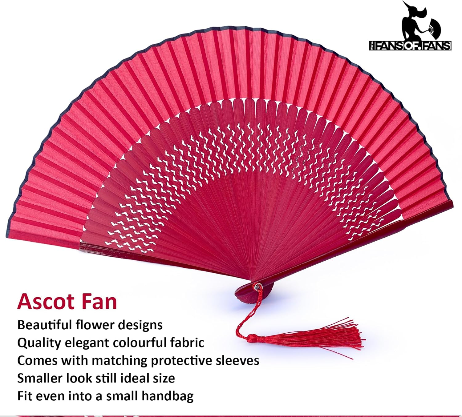 FANSOF.FANS Floral Red and Black Chinese Japanese Silk Fabric Handheld Folding Hand Fan with Pouch and Gift Box Grade a Bamboo Ribs for Women Girls Dance Birthday Wedding Favour Gift (Style 01) image number 3