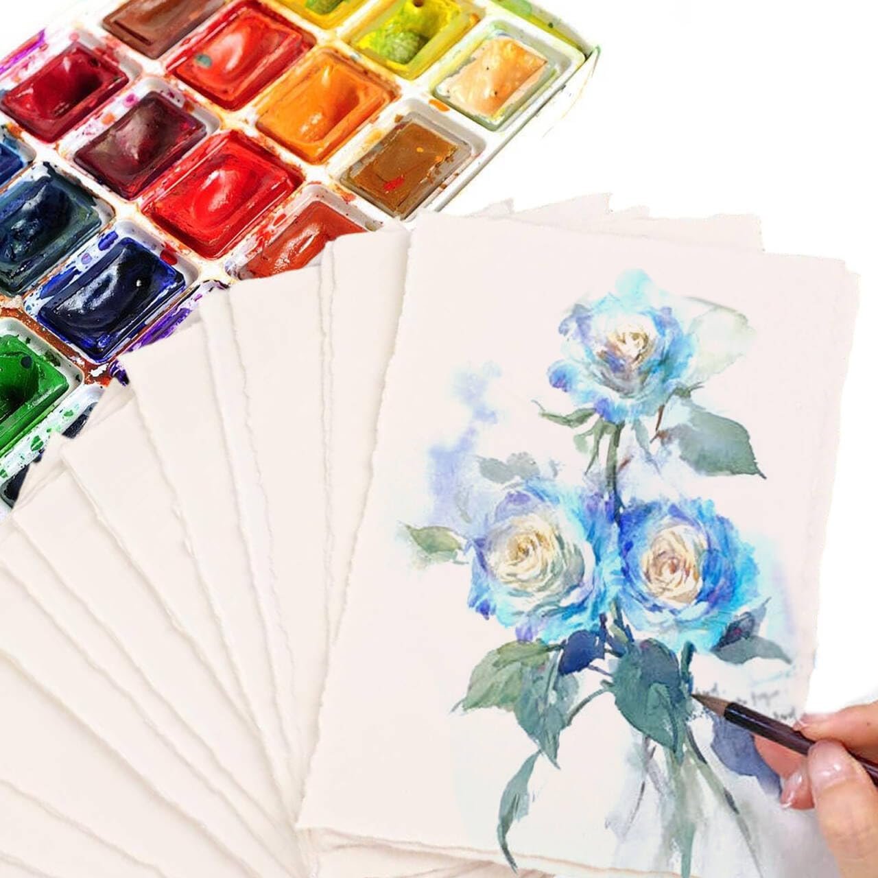 Handmade Watercolour Paper A6 20 Sheets Handmade Watercolour Paper Cotton Paper Thick 10 X 15 Cm for Painting Crafts image number 3
