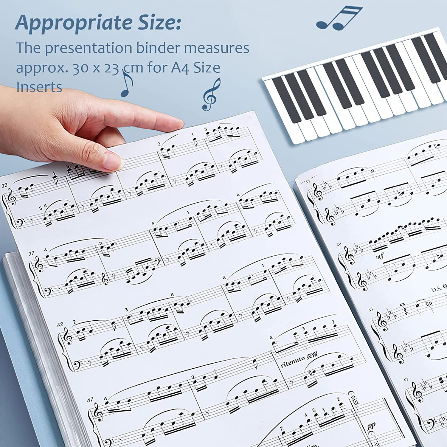 Binder with Plastic Sleeves 40/60/80 Pocket Bound Sheet Protector Presentation Book, Display Book, for A4 Size Inserts (80 Pocket, Rose) image number 1