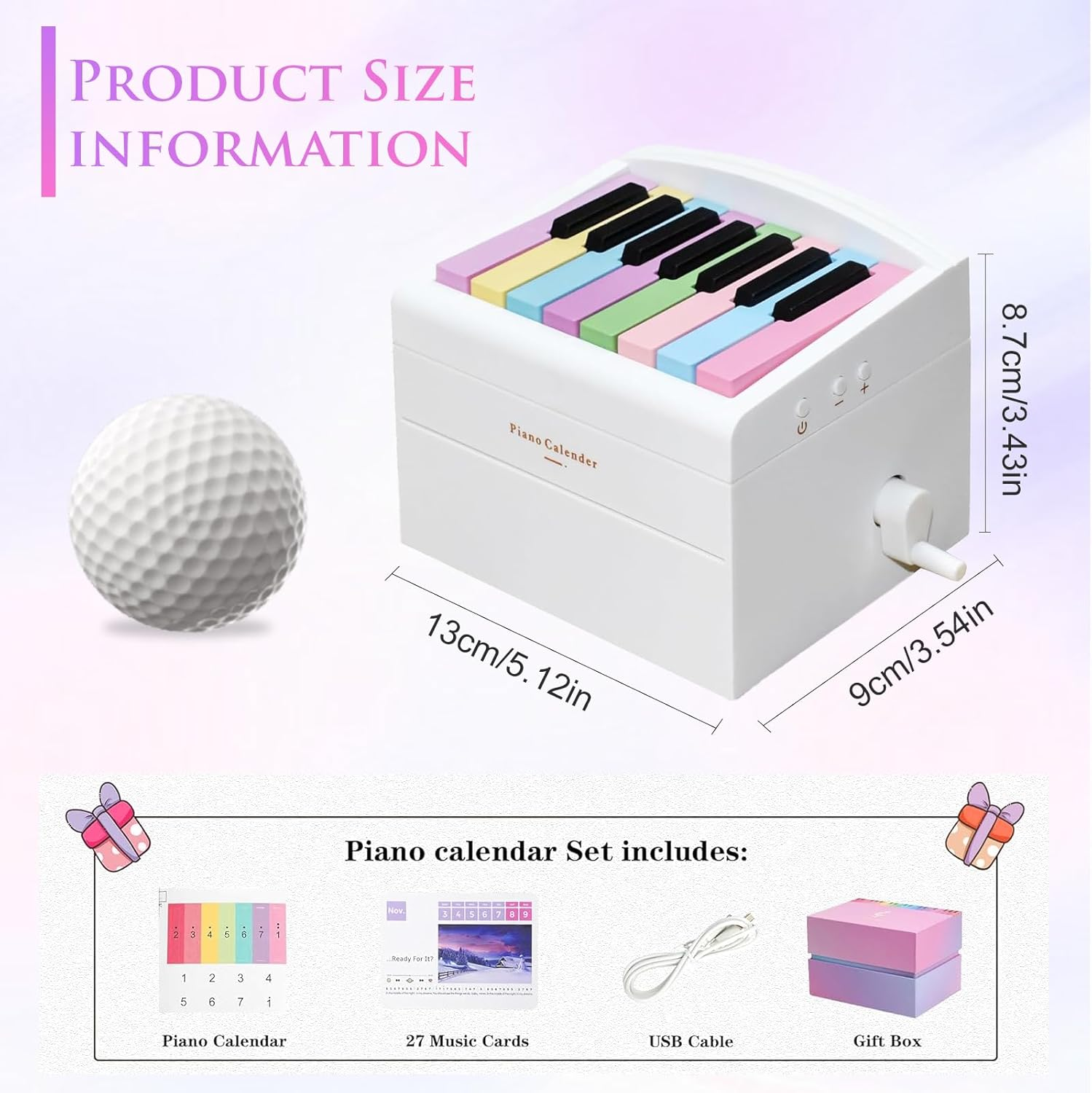 Playable Piano Calendar, Rechargeable Double Sided Design Desk Calendar, Included 2025 Calendar, 52 Weeks Music Scores and 26 Cards Great for Christmas or Birthday image number 5