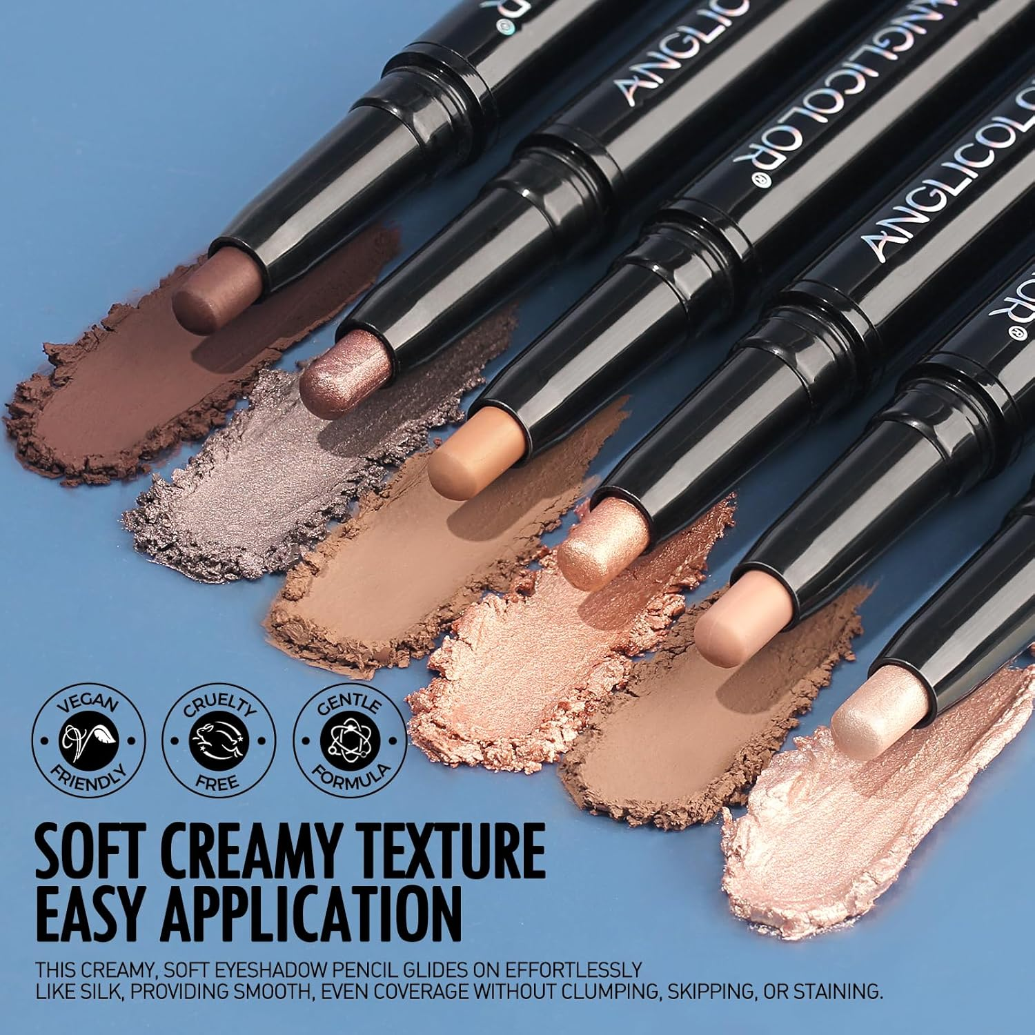 Anglicolor Dual Ended Cream Eyeshadow Stick, Cr&egrave;me to Powder, Brown Eyeshadow Stick, Glitter & Matte Shades, Soomth, Waterproof & Long Lasting, Blendable Glitter Eye Makeup,Golden Pink Shimmer&Taupe image number 1