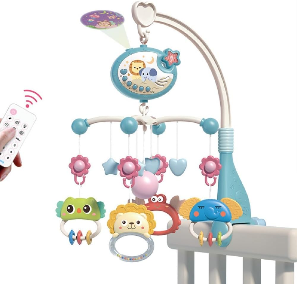 Baby Crib Mobile for Crib with Music and Lights, Remote,Moon and Star Projection, Baby Crib Toys for Boys Girls image number 6