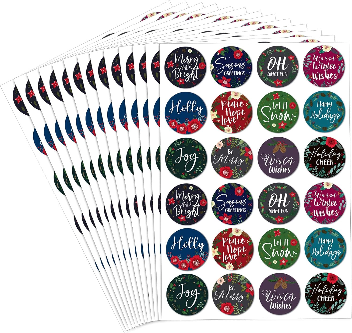 600 Pieces Holiday Envelopes Stickers Christmas Card Stickers Large Holiday Stickers Decorative Holiday Stickers Flower Joy Stickers for Holidays Weddings Anniversaries Baby Showers Decorations image number 4