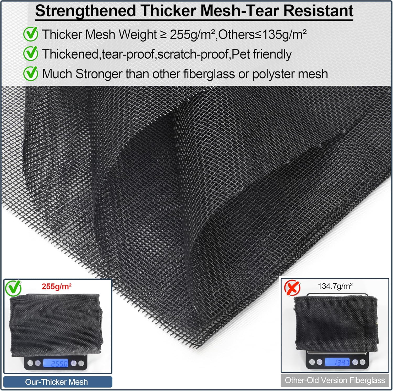 Upgraded Magnetic Screen Door Thicker 255G/㎡ Fiberglass Mesh,Reversible Left Right Side Opening,Fit Door Size 38 X 82 Inch,Retractable Door Screen Magnetic Closure,Door Curtain for Single Front Door image number 3