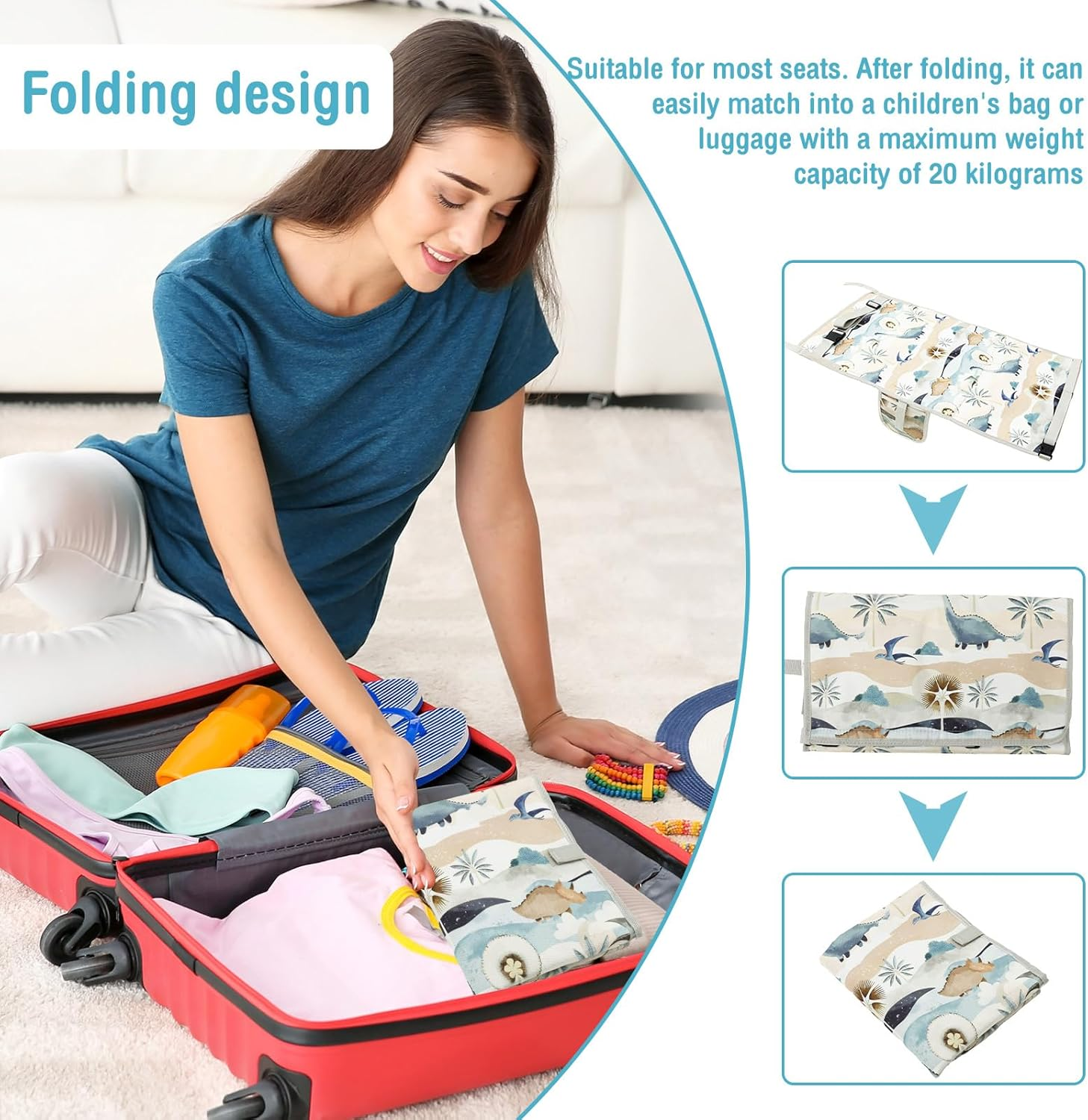 Toddler Airplane Travel Bed, Plane Travel Essentials, Airplane Seat Extender for Kids for Flying Long Flight Traveling (Dinosaur) - Racing image number 6