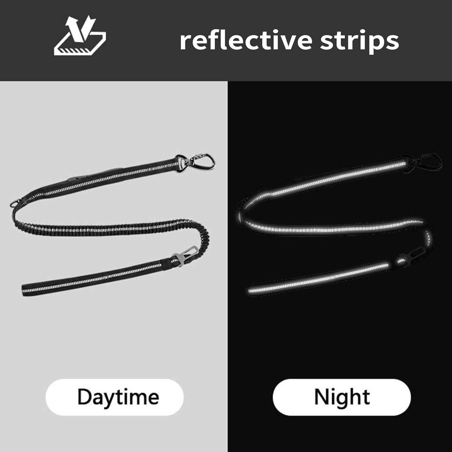 Rope Harnesses Dog Lead Dog Leads for Large Dogs for Medium Dogs Dog Leash Small Drawstring Hook and Loop Padded Double Handles Elasticity Reflective Strips 135CM (2.5X135Cm,Orange) - Black image number 7