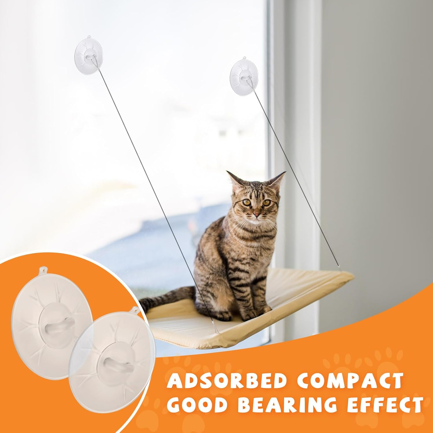 4 Piece Cat Window Perch - Suction Cup Powerful Cat Bed Seat Replacement - Clear PVC Sucker Pads - Window Hammock Seat image number 1