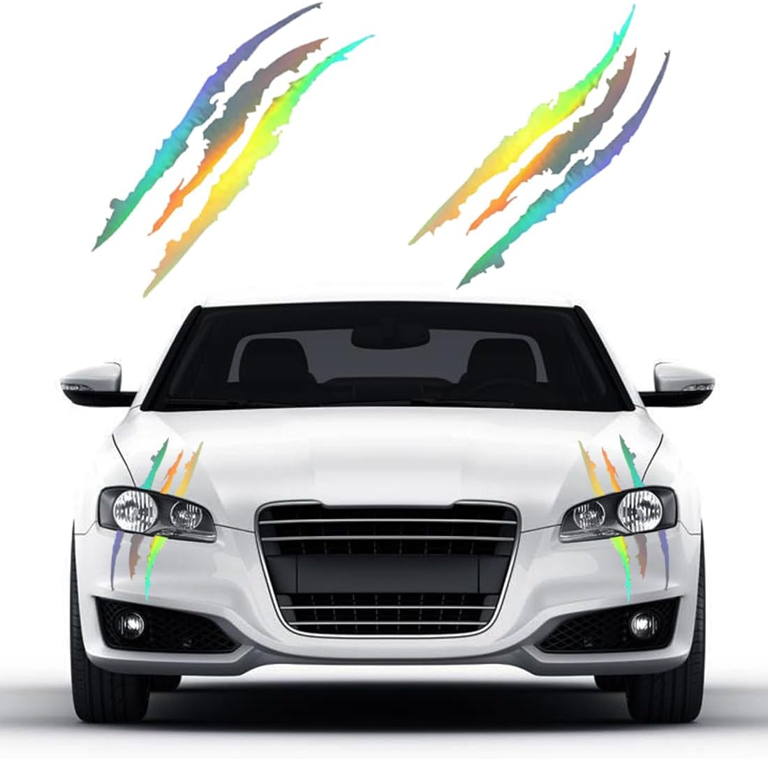 2 PCS Claw Mark Car Decal,Headlight Car Stickers,Monster Claw Marks Reflective Sticker,Stripes Scratch Decal Vinyl for Cars,Window,Motorcycles (Black)