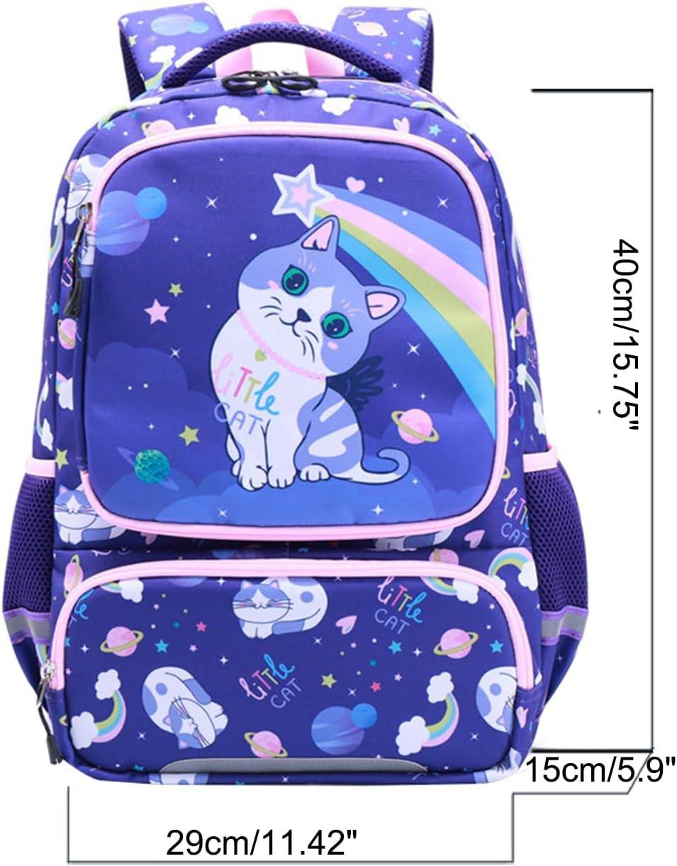 Sellerfun Unisex Child Backpack Cartoon Primary School Bookbag Fit for Boys Girls - Cat image number 2
