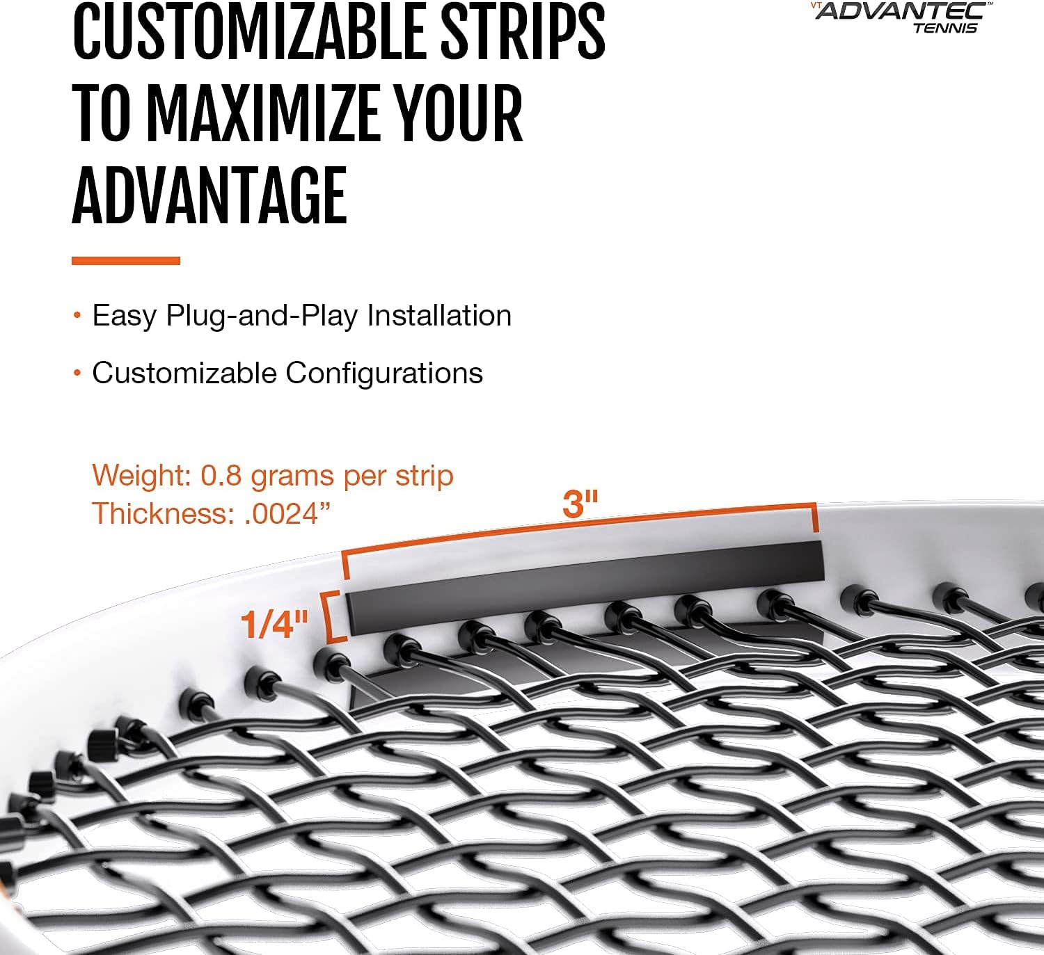 VT Advantec Anti-Vibe Strips &ndash; Tennis Racket Vibration Dampener &ndash; Absorb and Reduce Vibration &ndash; Maximize Control and Stability &ndash; Expand Sweet Spot and Prevent Injuries &ndash; Carbon Black image number 4